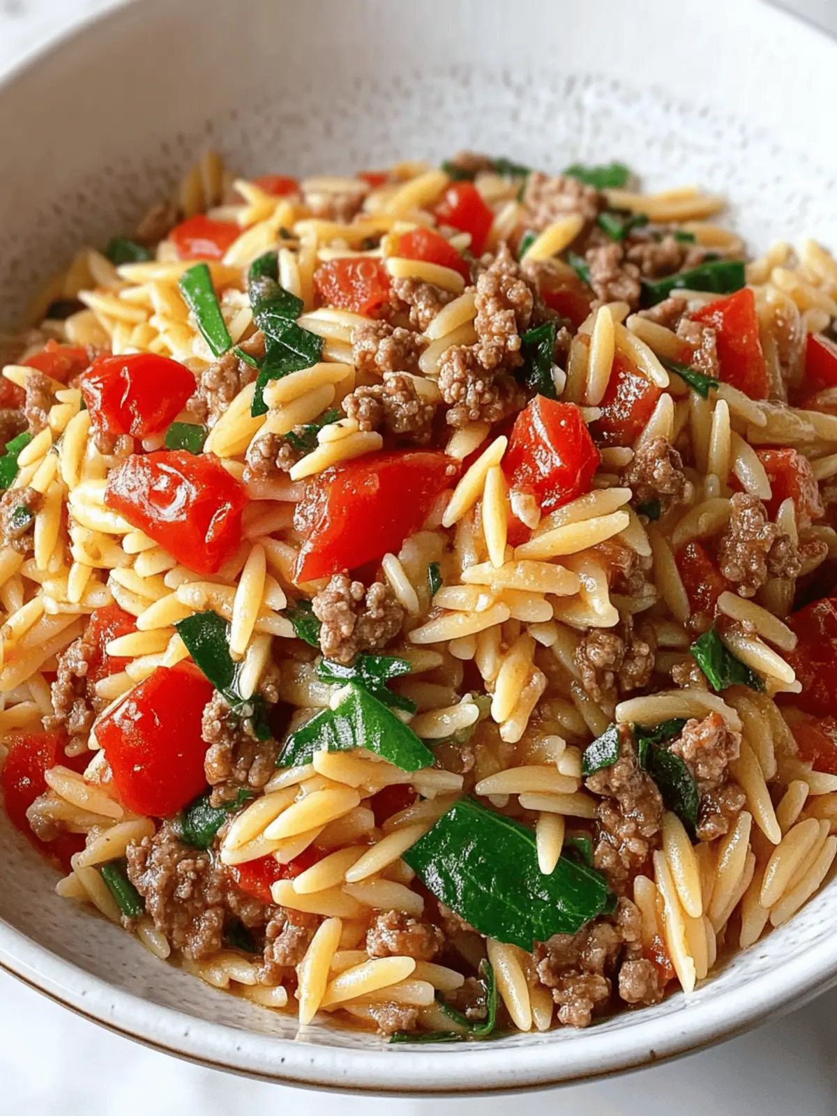 Savory Ground Beef Orzo