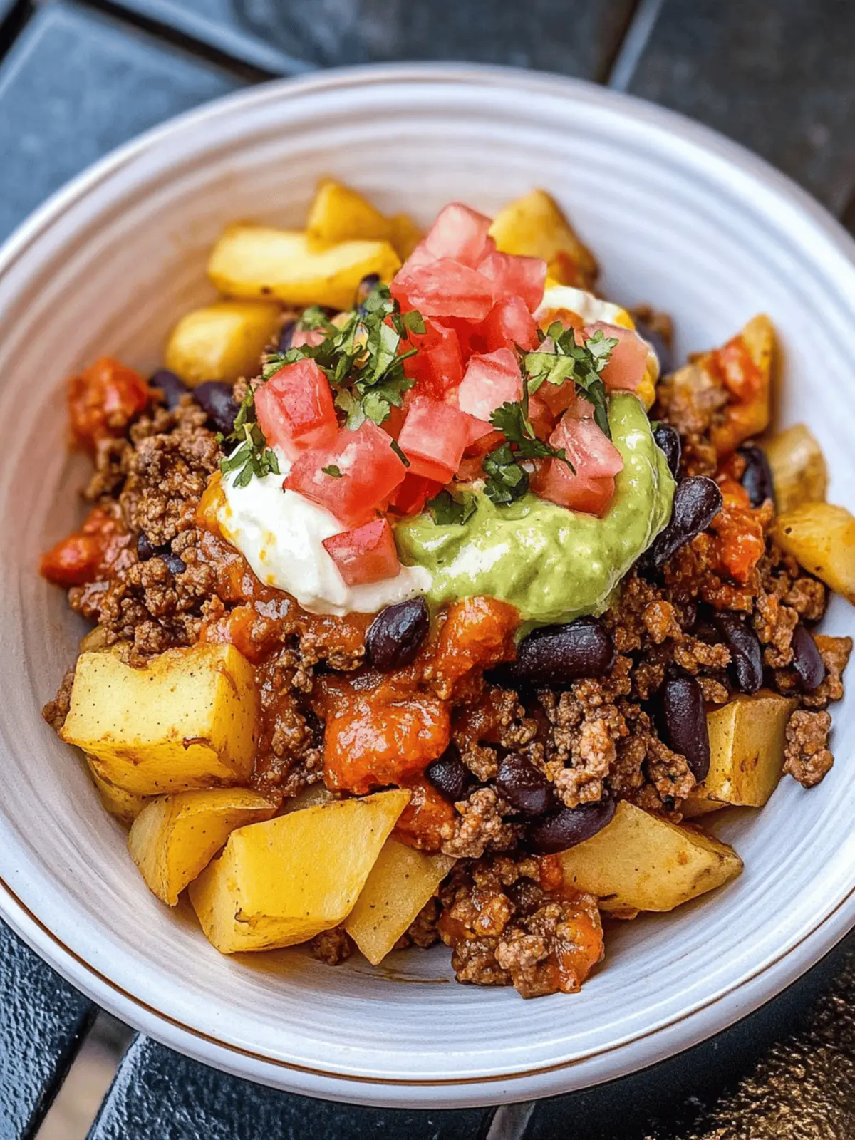 Ground Beef and Potato Taco Bowl