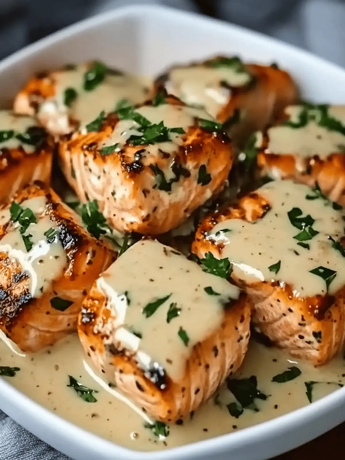 Creamy Garlic Butter Salmon Bites