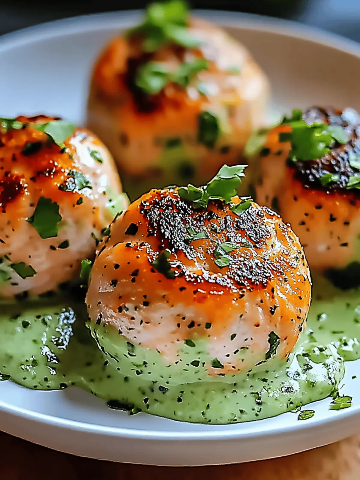 Salmon Balls with Creamy Avocado Sauce