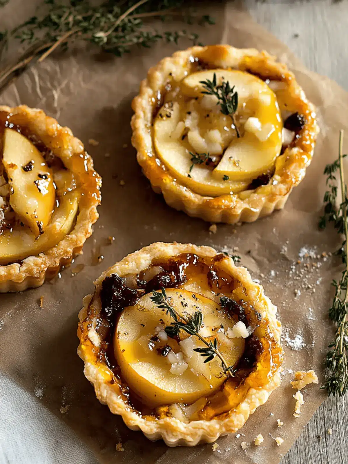 Apple, Brie, and Honey Tarts