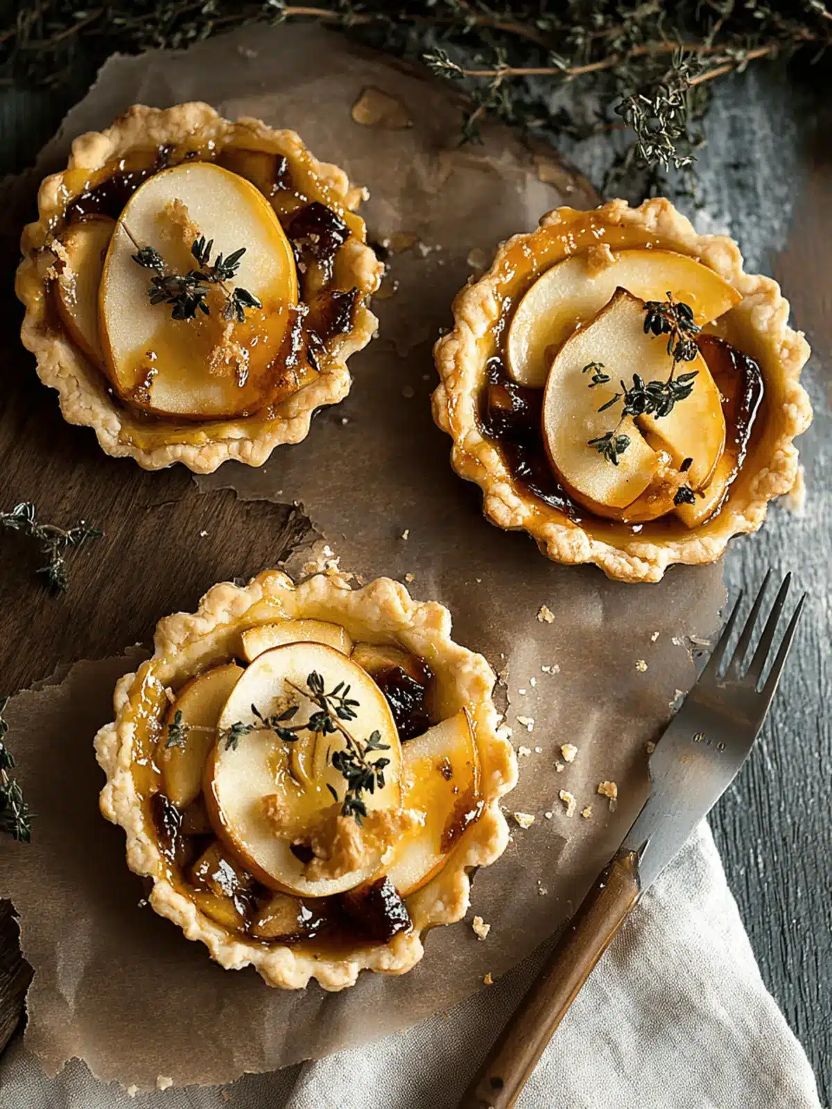 Apple, Brie, and Honey Tarts