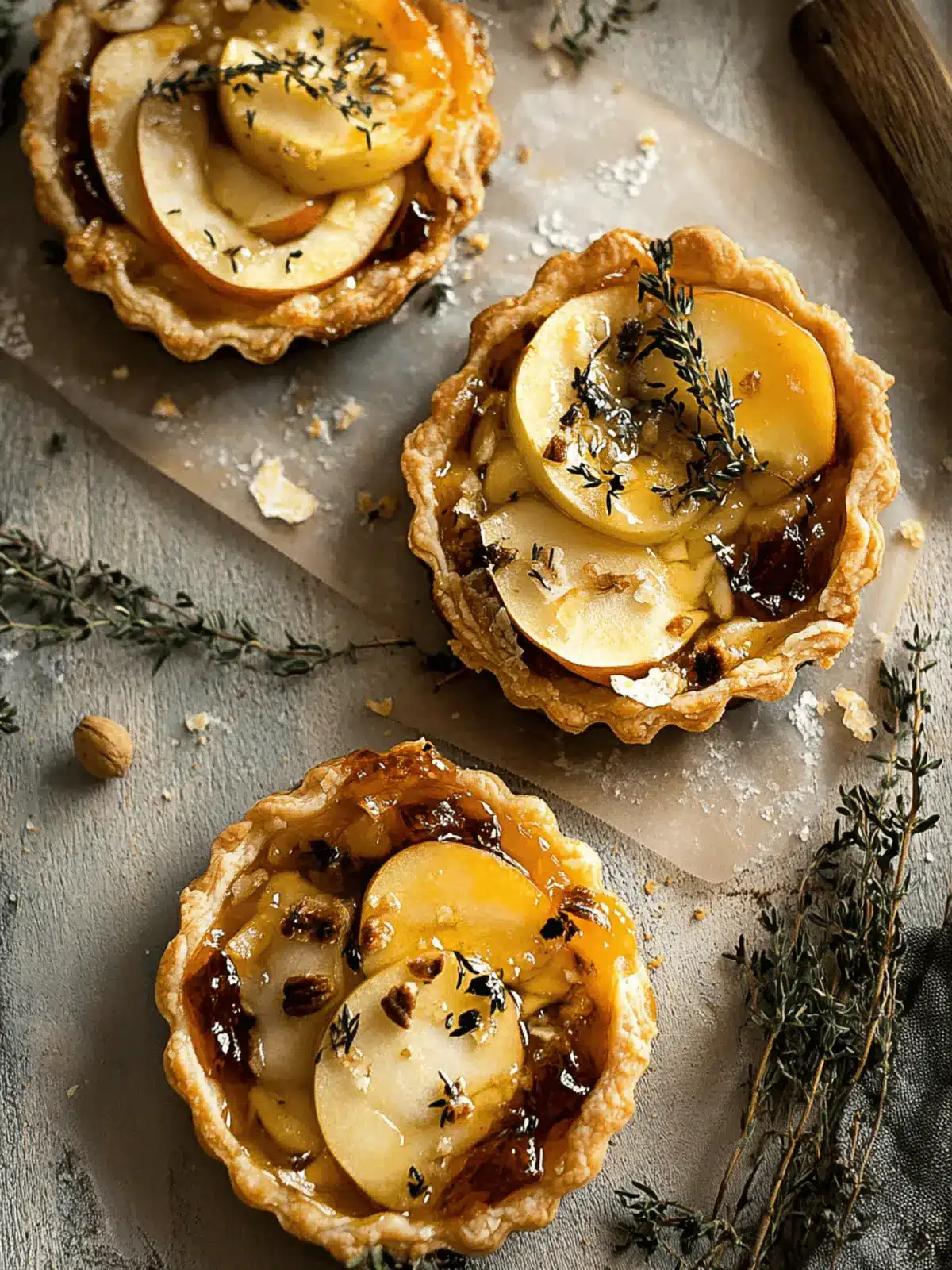 Apple, Brie, and Honey Tarts