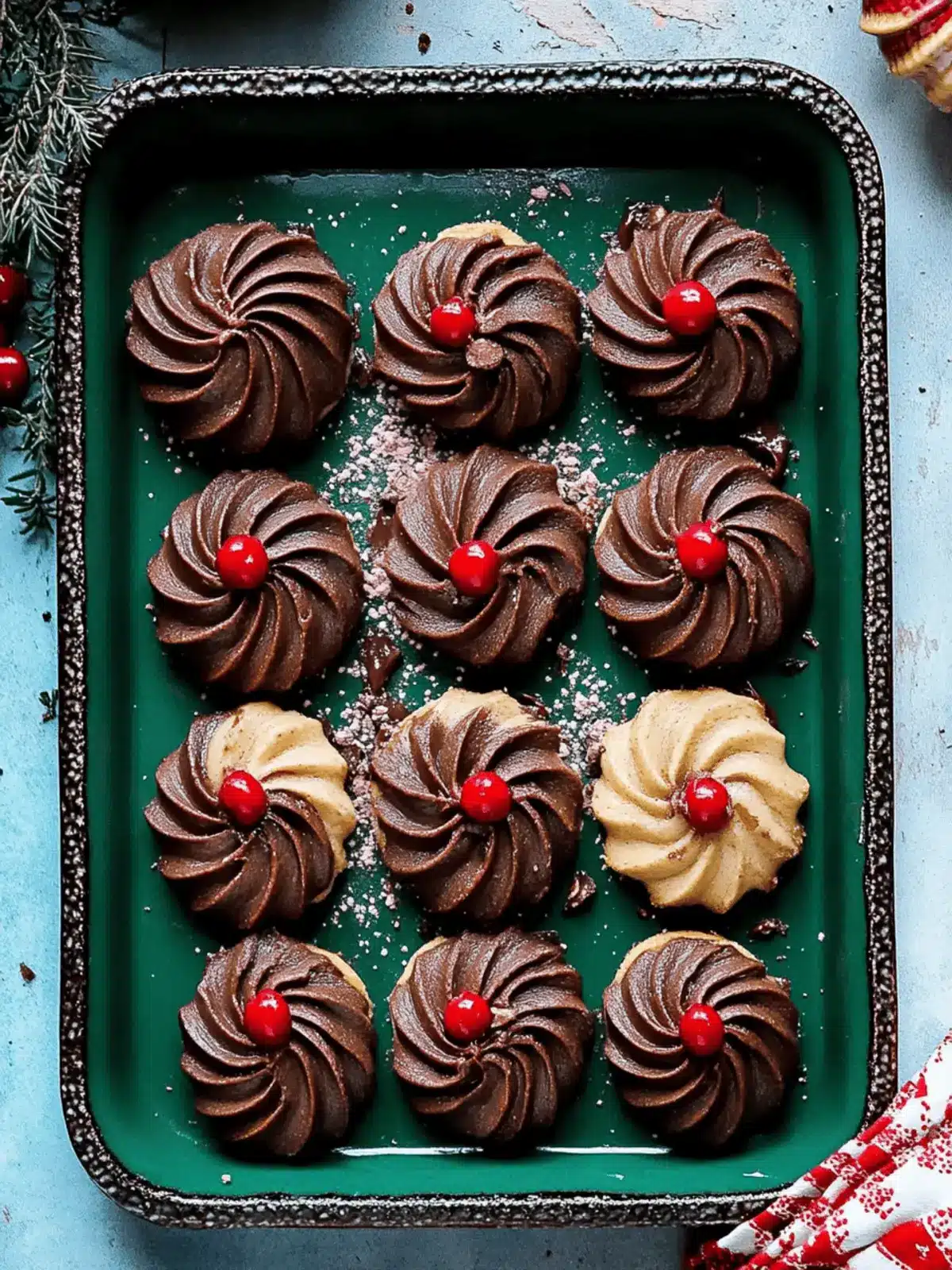 Piped Chocolate Butter Cookies