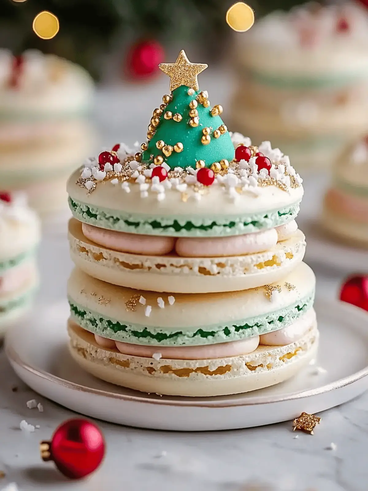 Christmas Tree Cake Macarons
