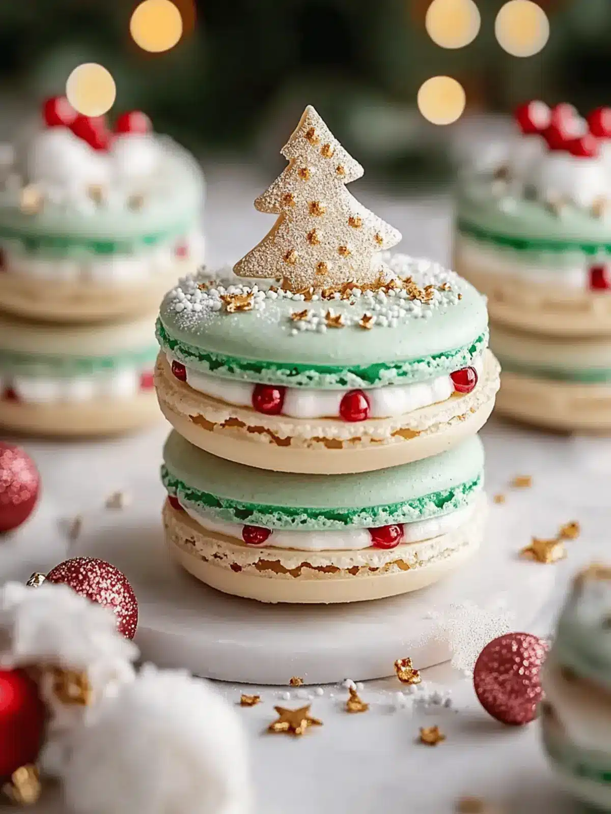 Christmas Tree Cake Macarons