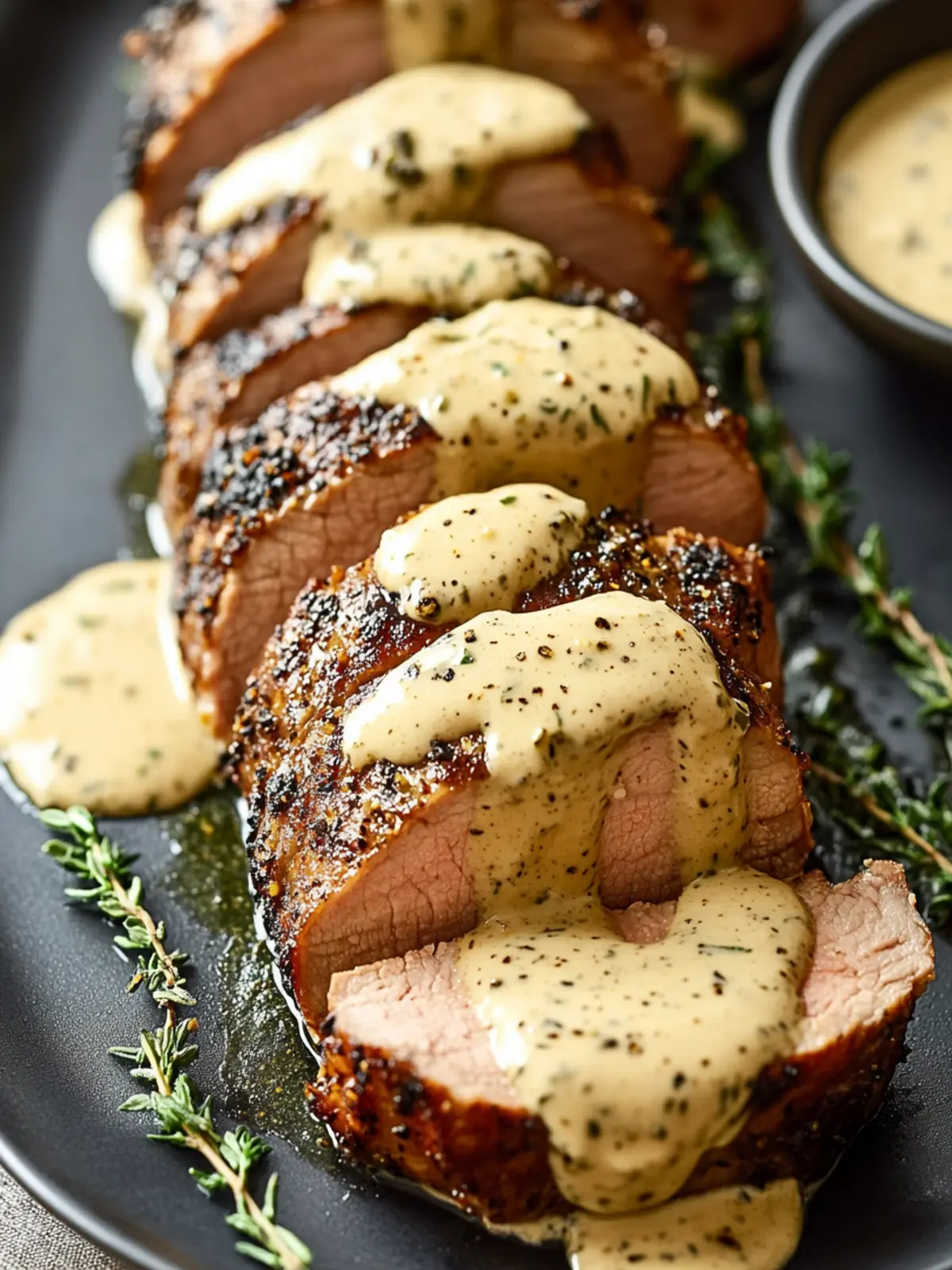 Oven-Baked Pork Tenderloin with Dijon Cream Sauce