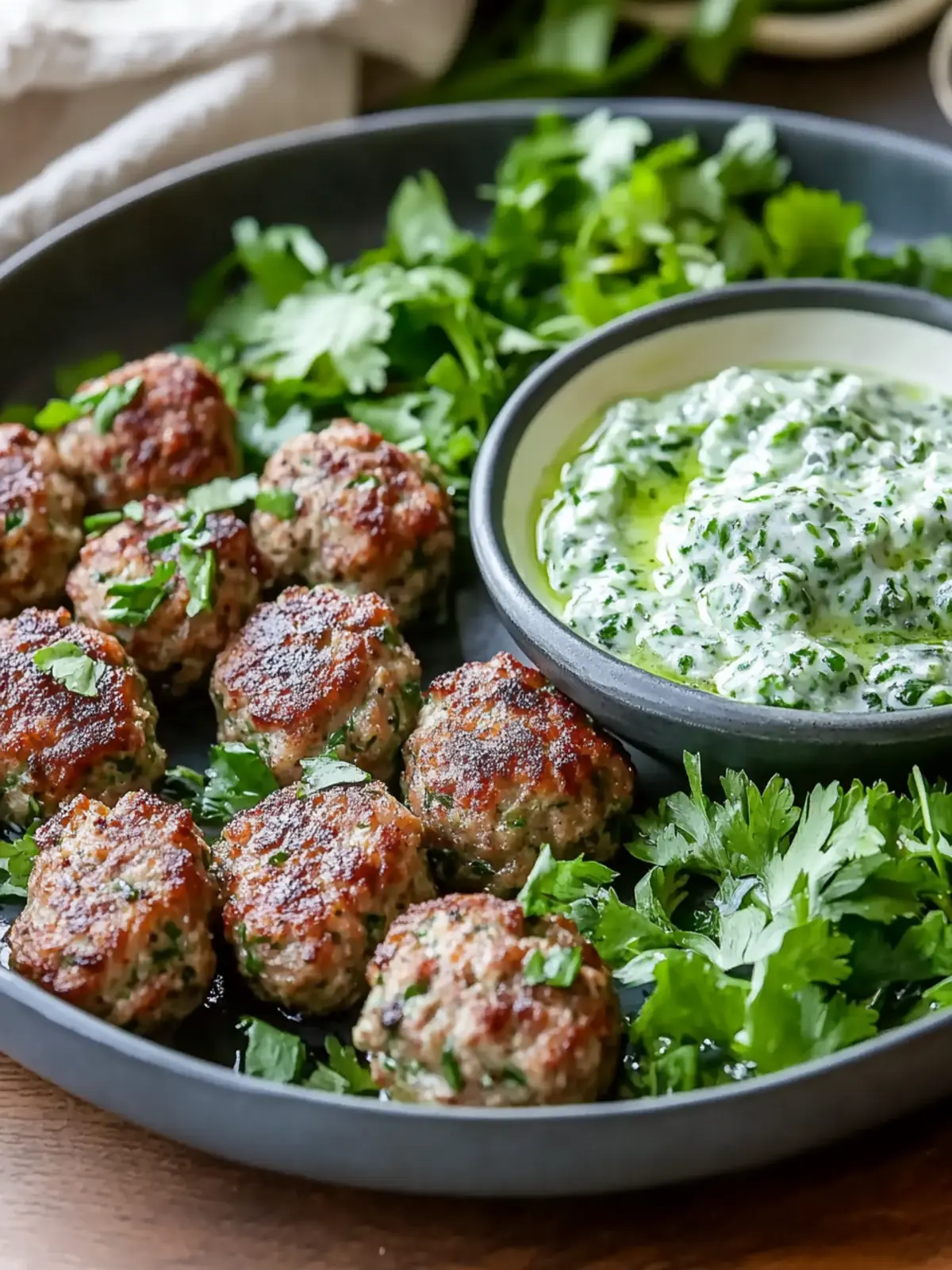 Spicy Lamb Meatballs With Green Goddess Dip