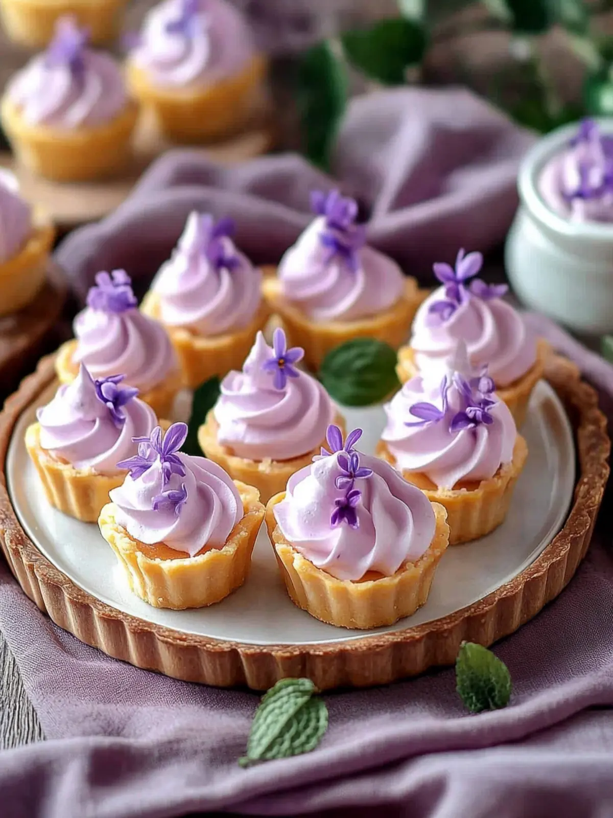 Mini Lemon Tart with Lilac Meringue