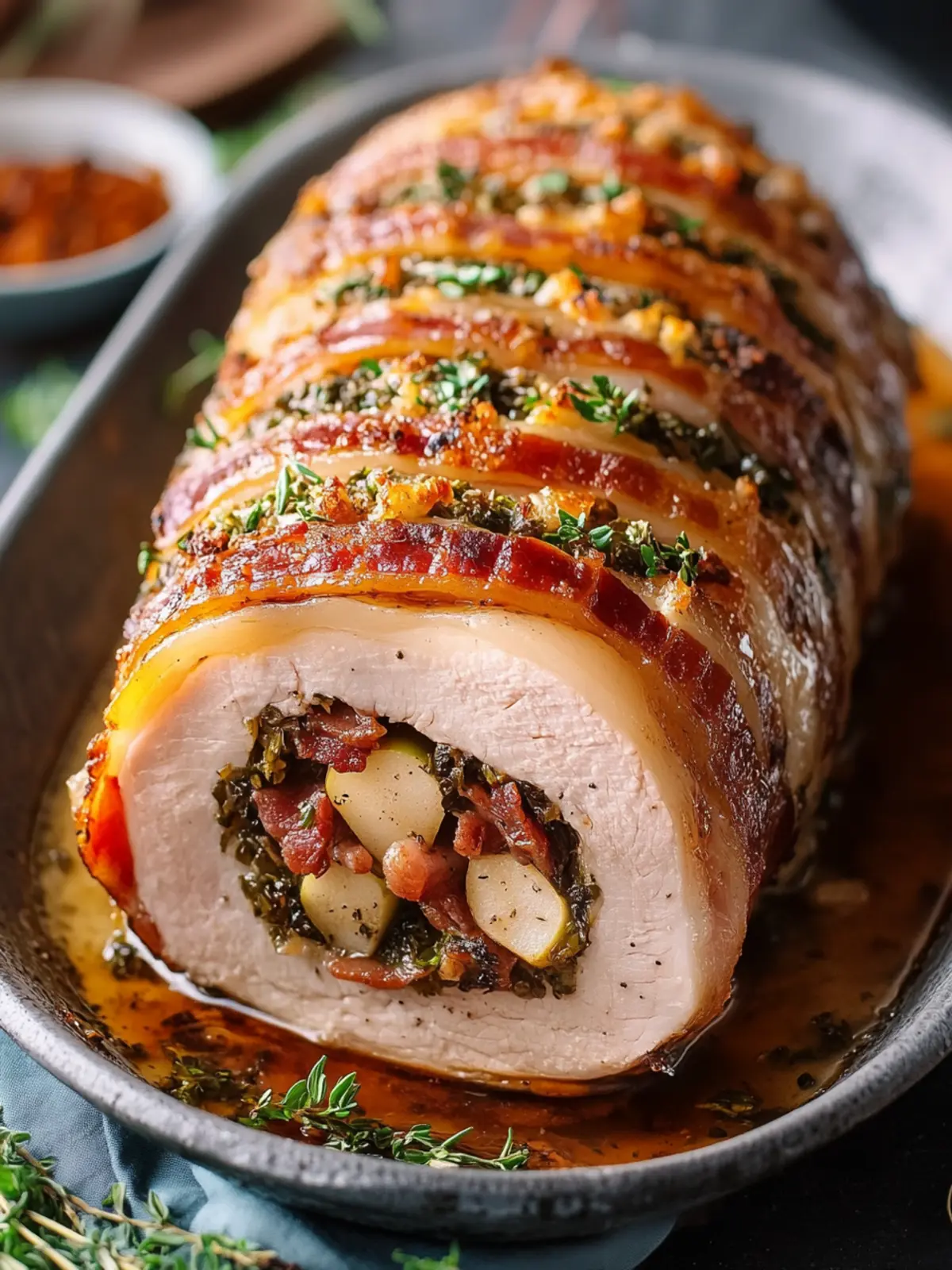 Apple & Bacon Stuffed Pork Loin Roll