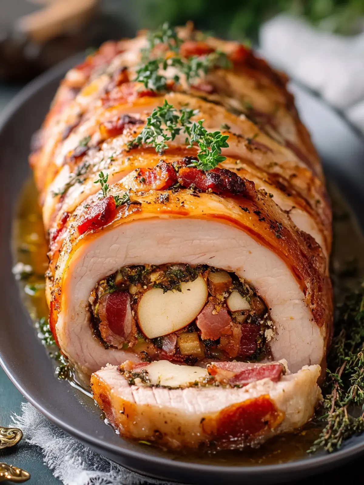 Apple & Bacon Stuffed Pork Loin Roll