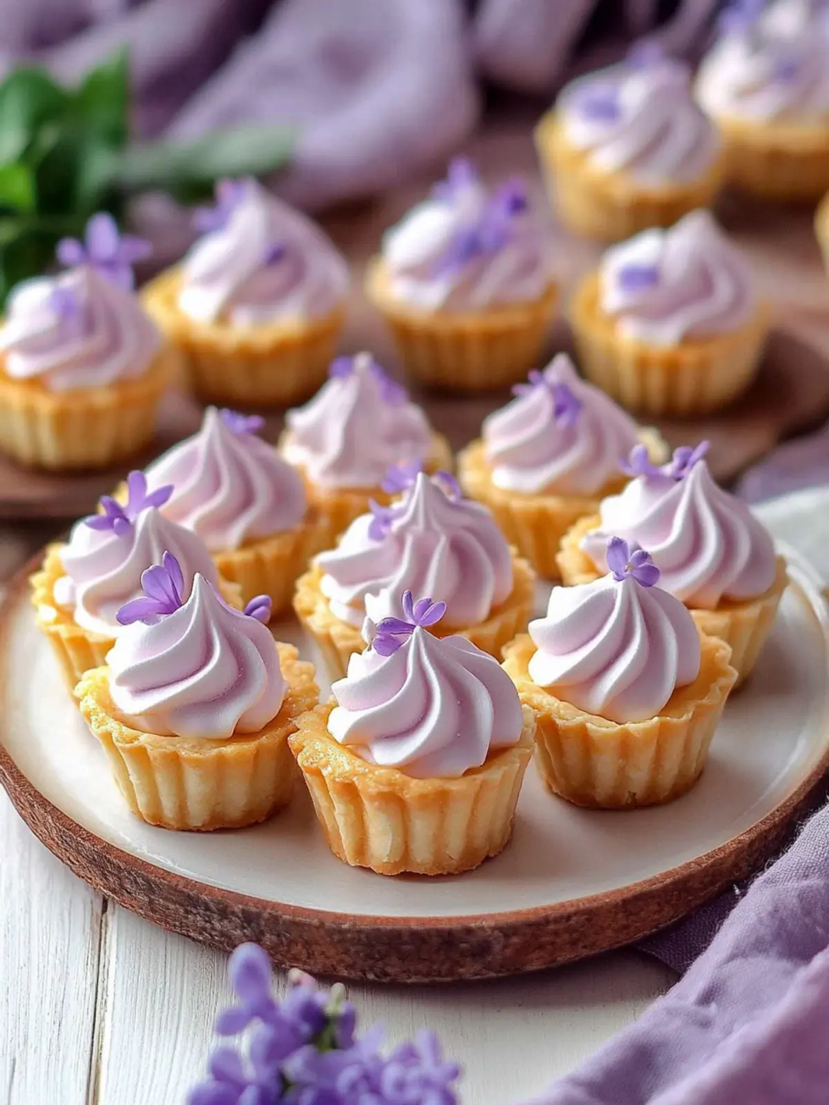 Mini Lemon Tart with Lilac Meringue