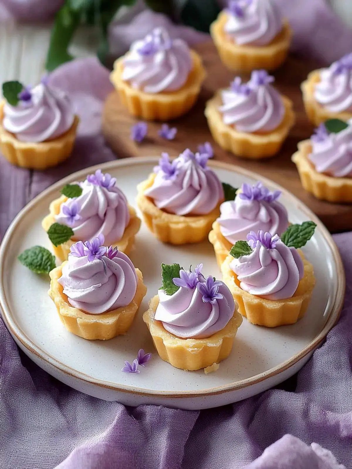 Mini Lemon Tart with Lilac Meringue