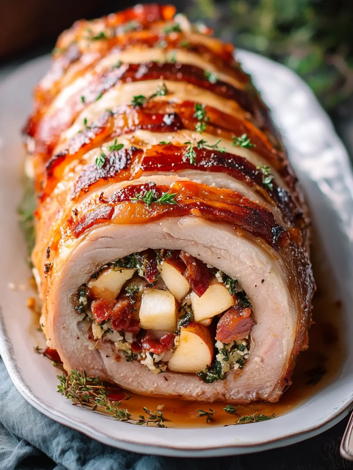 Apple & Bacon Stuffed Pork Loin Roll