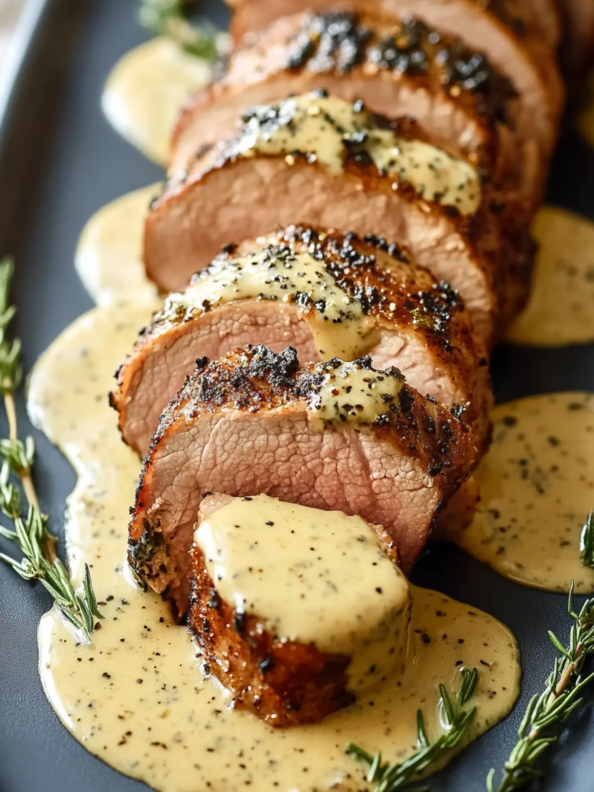 Oven-Baked Pork Tenderloin with Dijon Cream Sauce