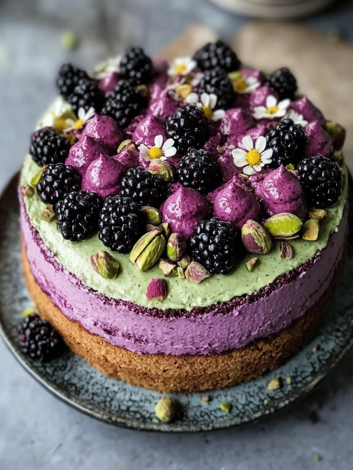 Pistachio and Blackberry Olive Oil Cake