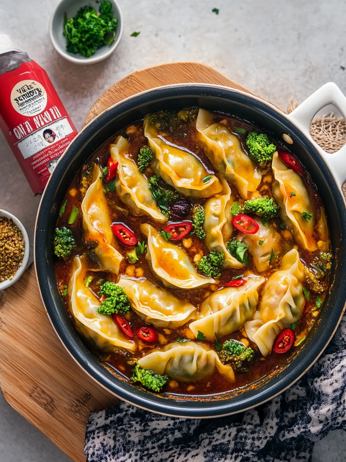One Pan Gyoza Curry Bake