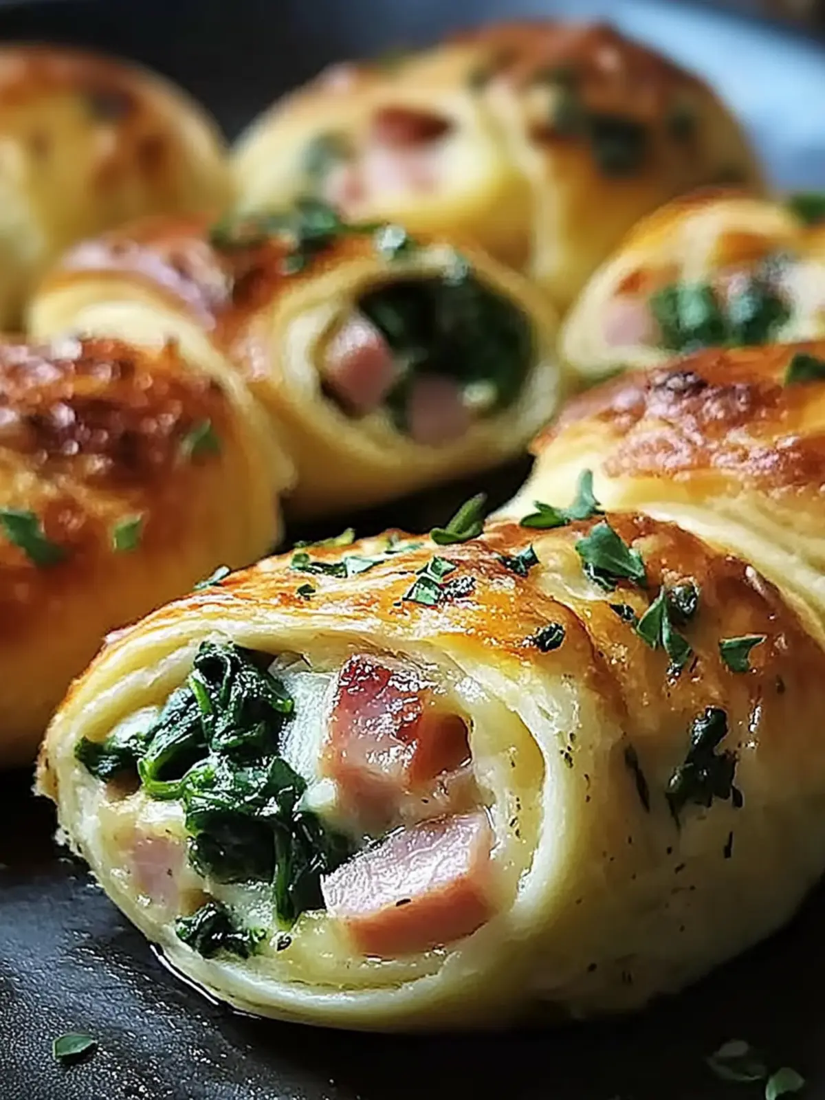 Spinach Ham Breakfast Rolls