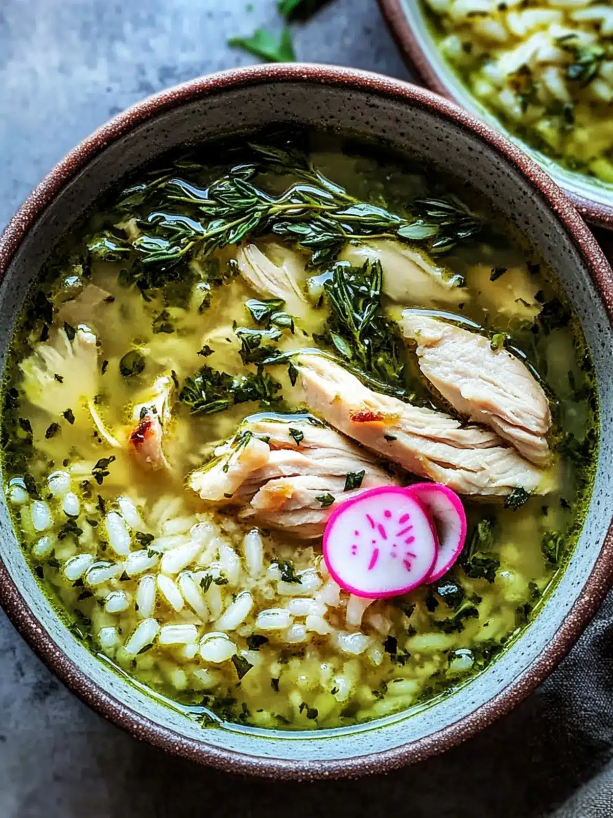 Green Herby Chicken and Rice Soup