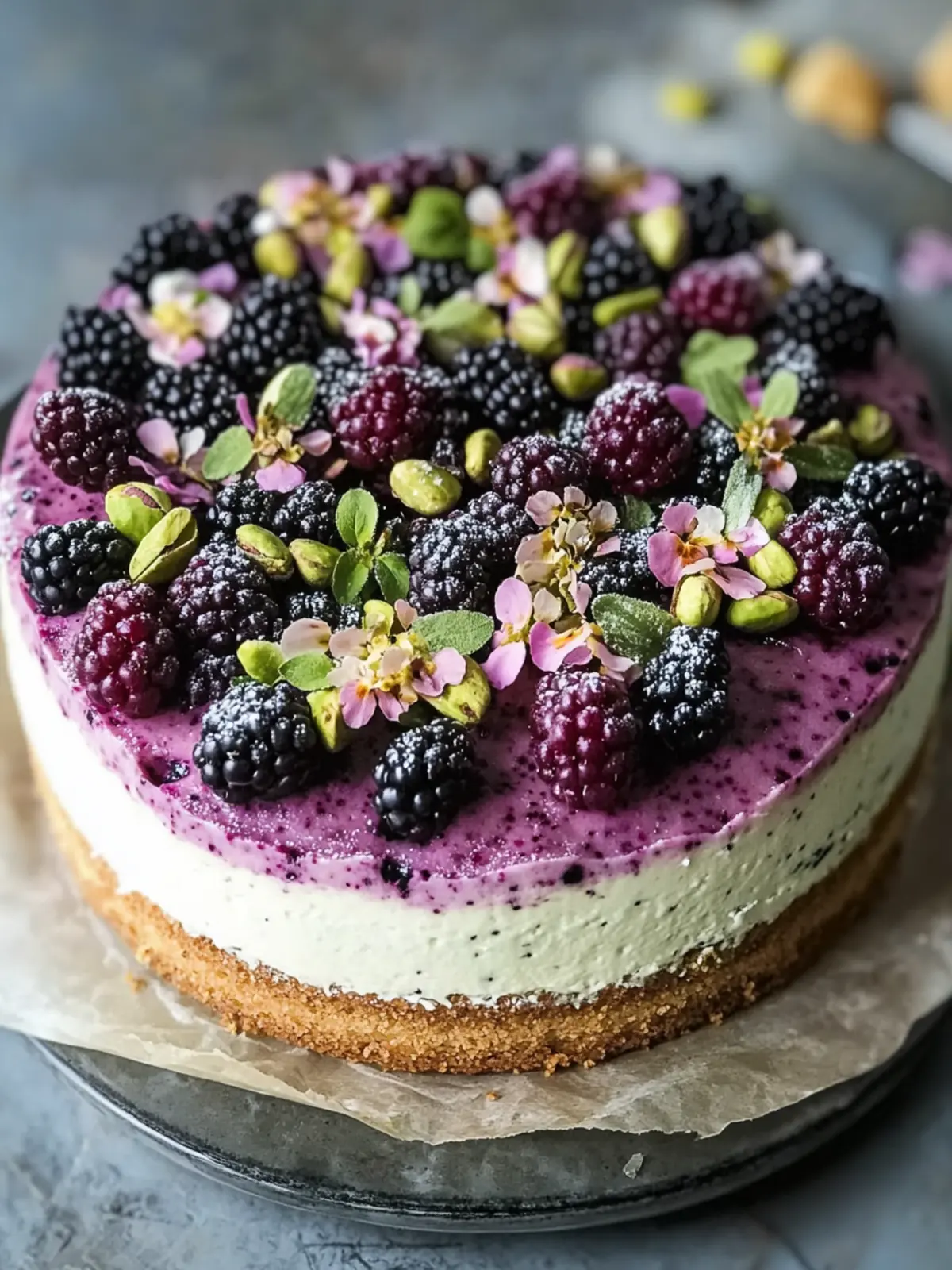 Pistachio and Blackberry Olive Oil Cake