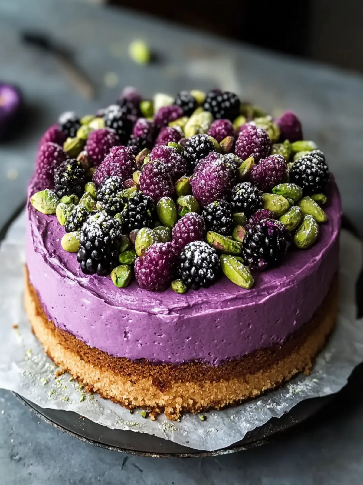 Pistachio and Blackberry Olive Oil Cake