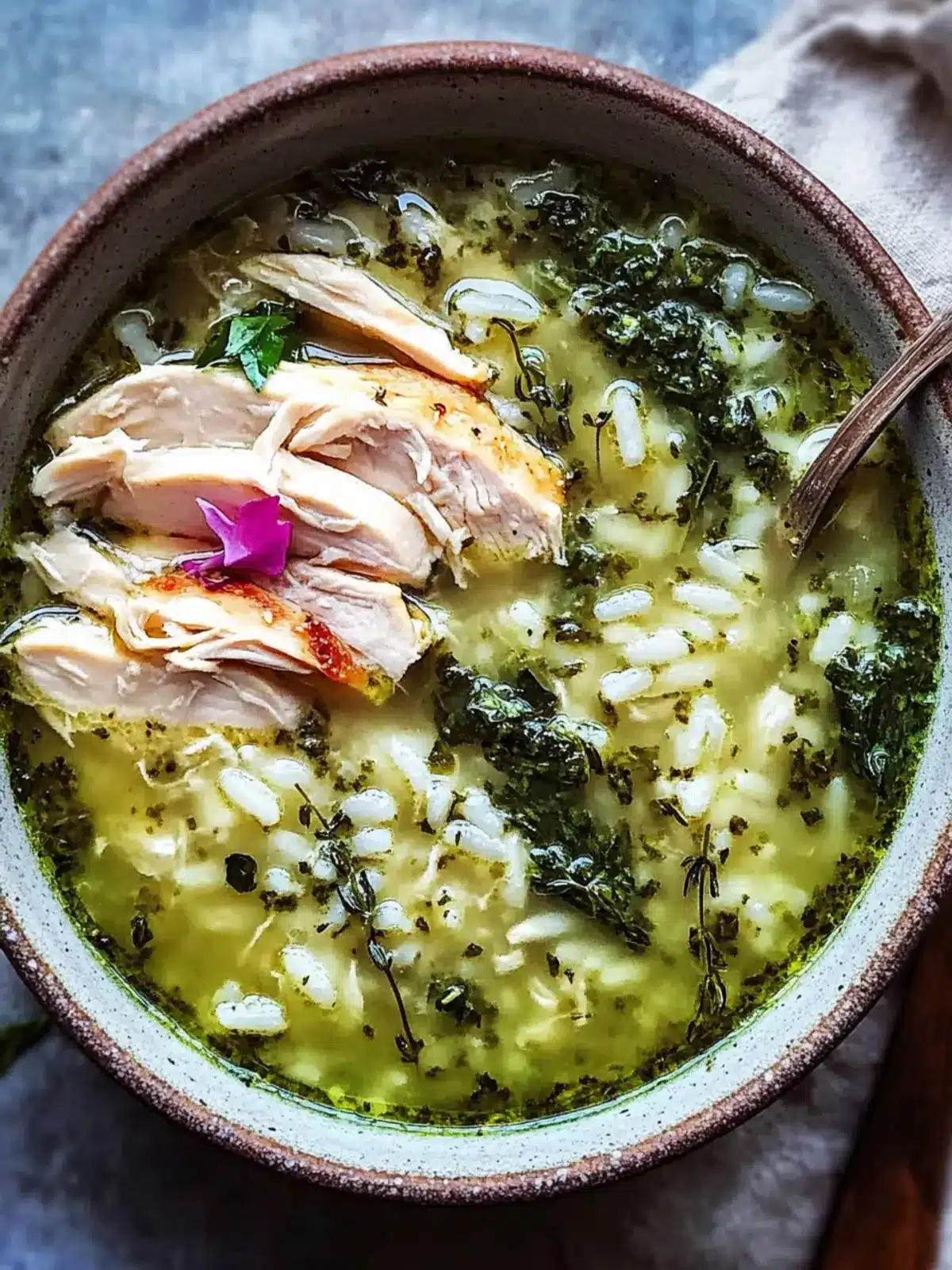 Green Herby Chicken and Rice Soup