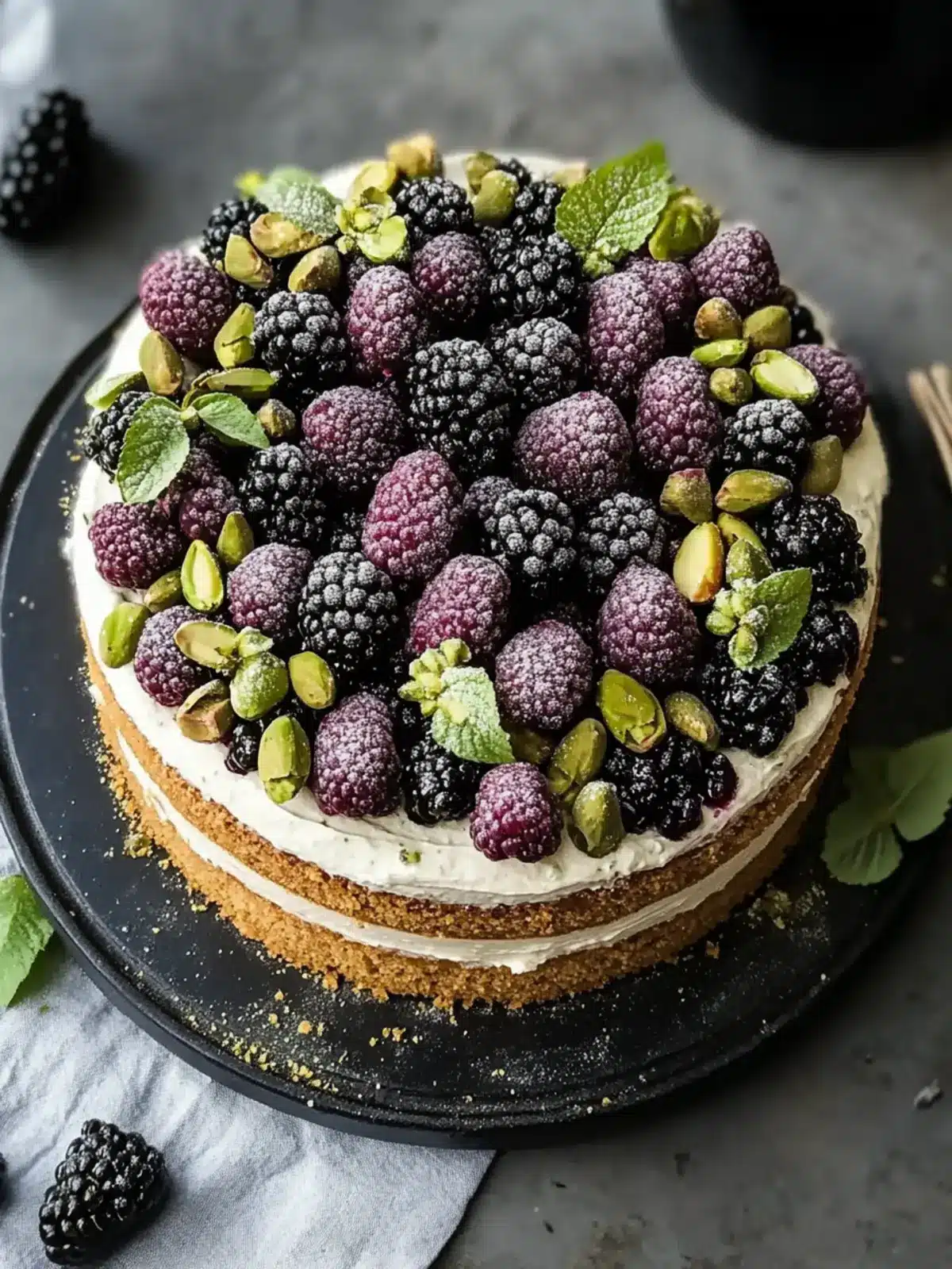 Pistachio and Blackberry Olive Oil Cake