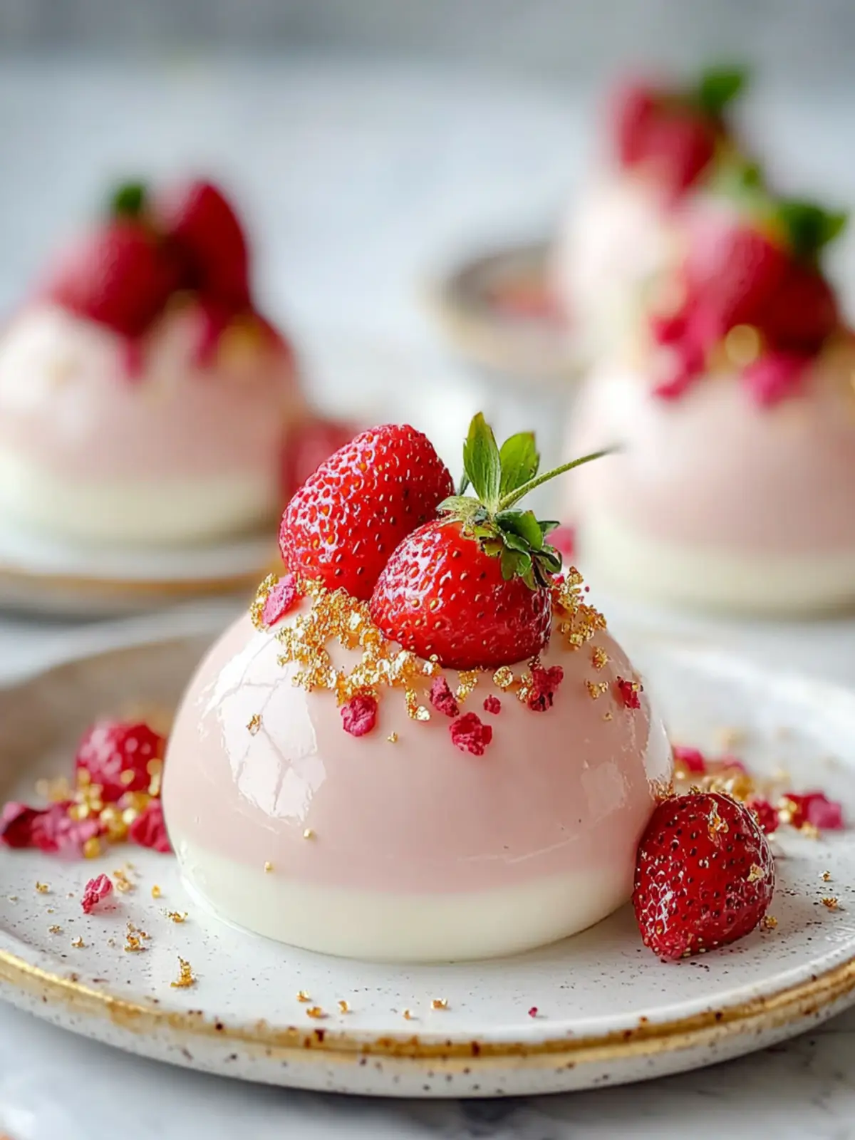 White Chocolate Strawberry Mousse Domes