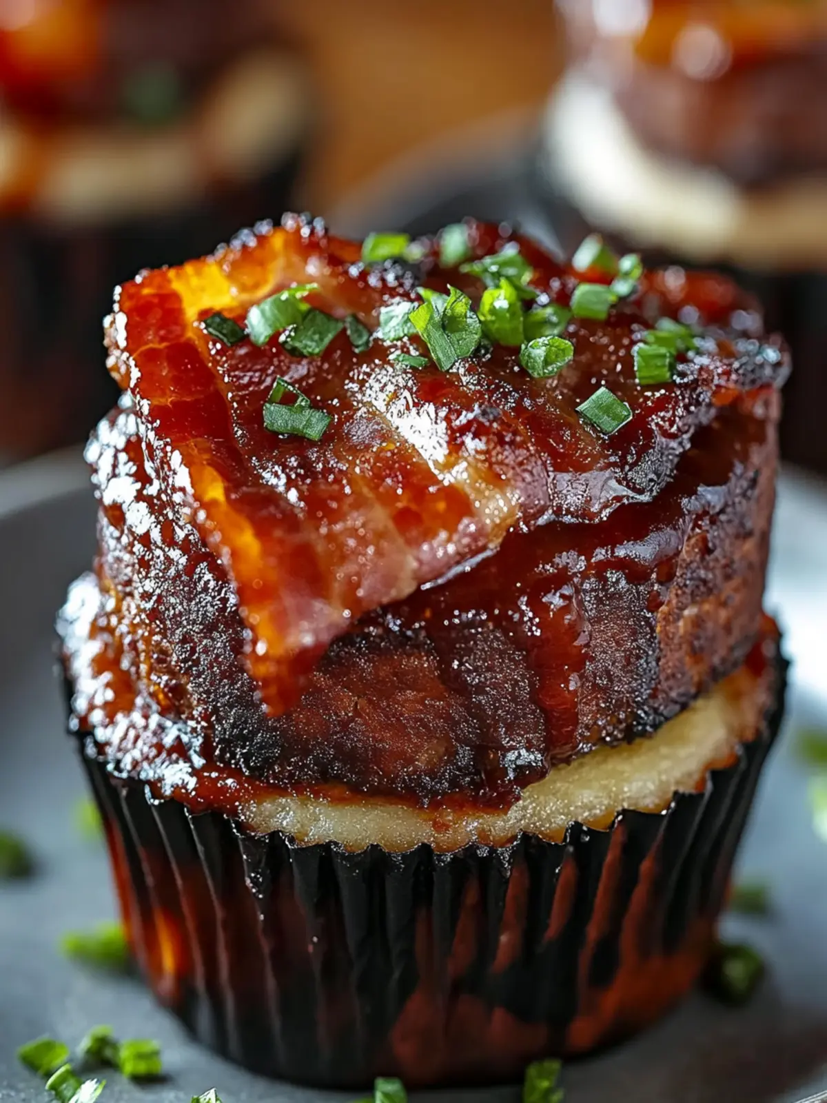 Smoky Bourbon BBQ Beef Bacon-Wrapped Meatloaf Cupcakes