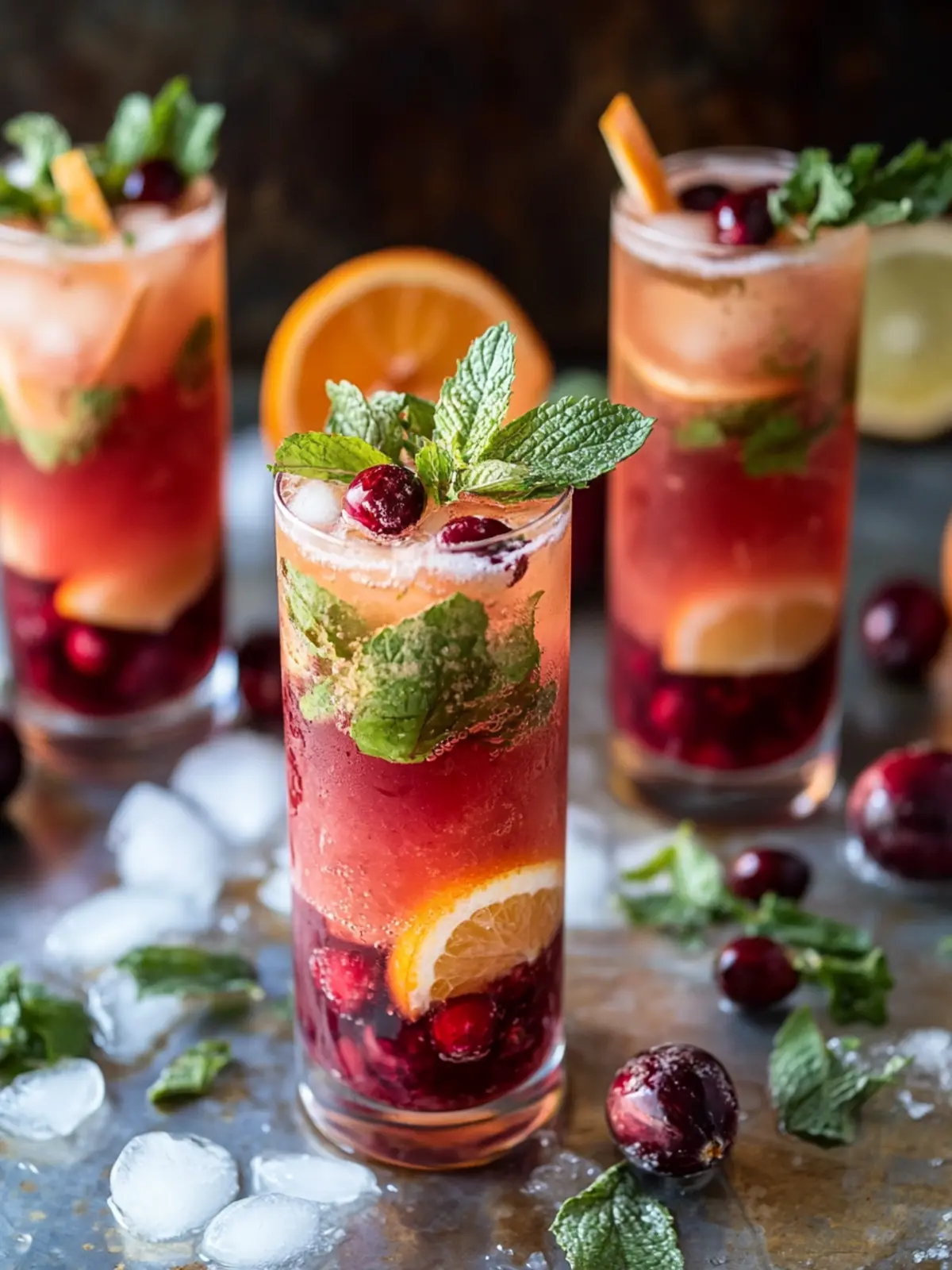 Blood Orange Ginger Cranberry Mojitos