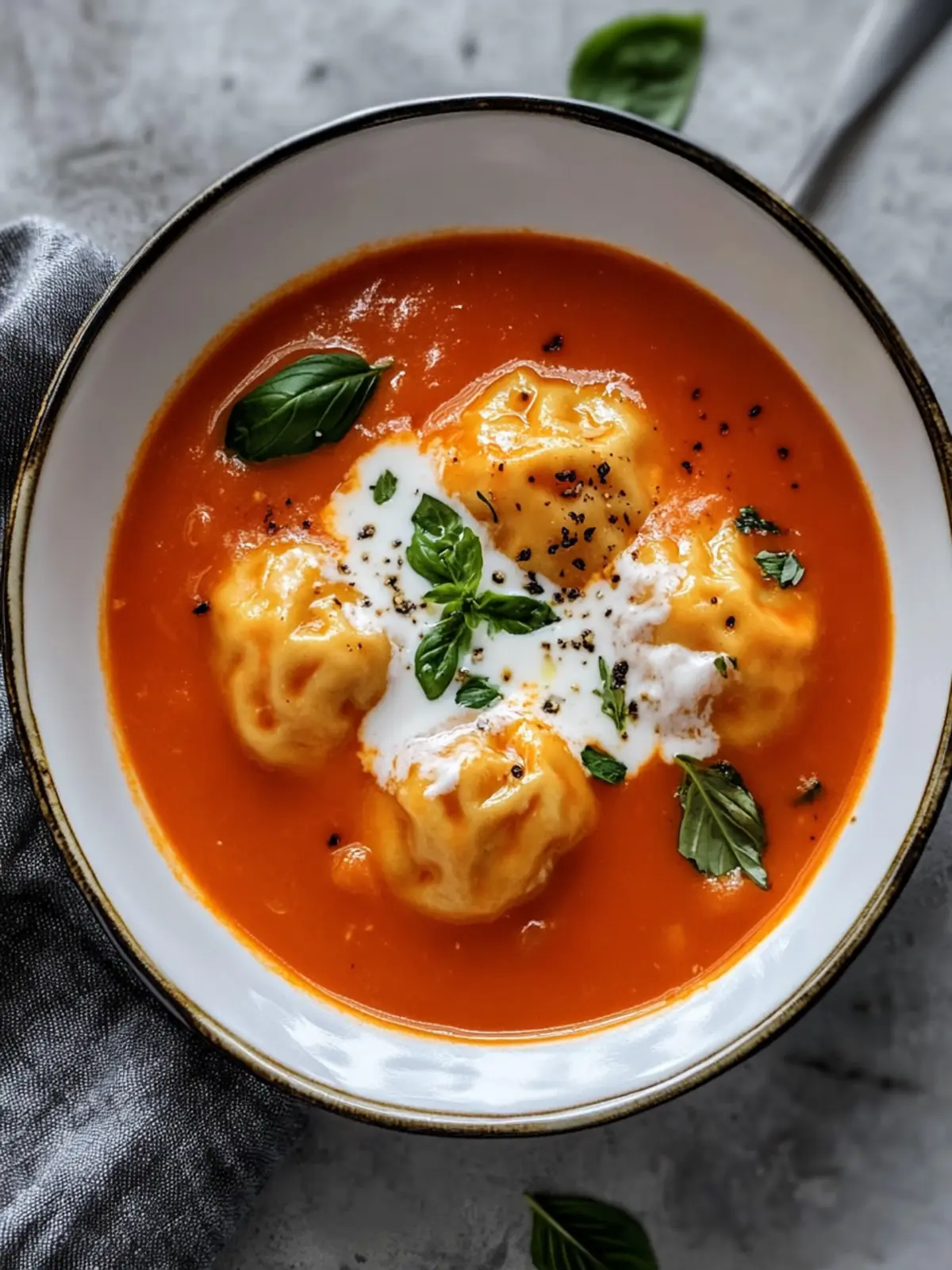 Cheese Dumpling Tomato Soup