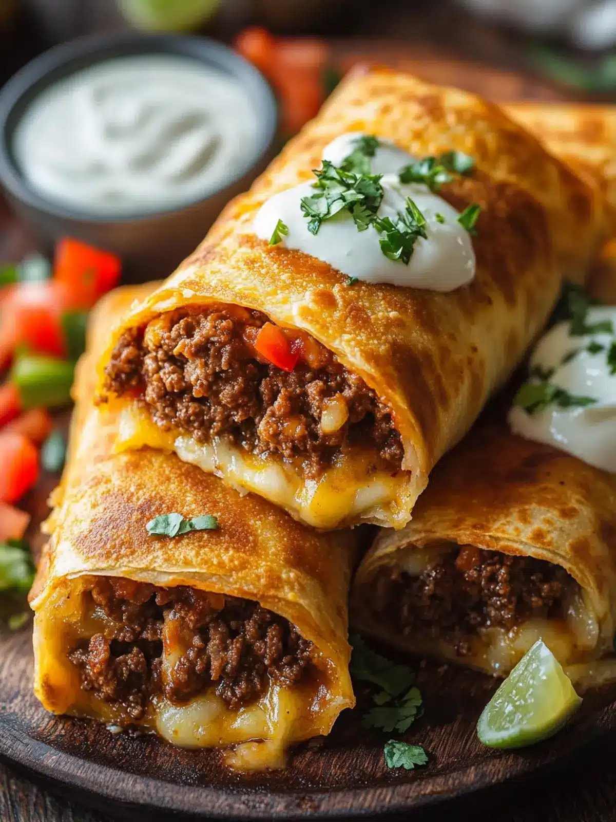 Beef and Cheese Chimichangas