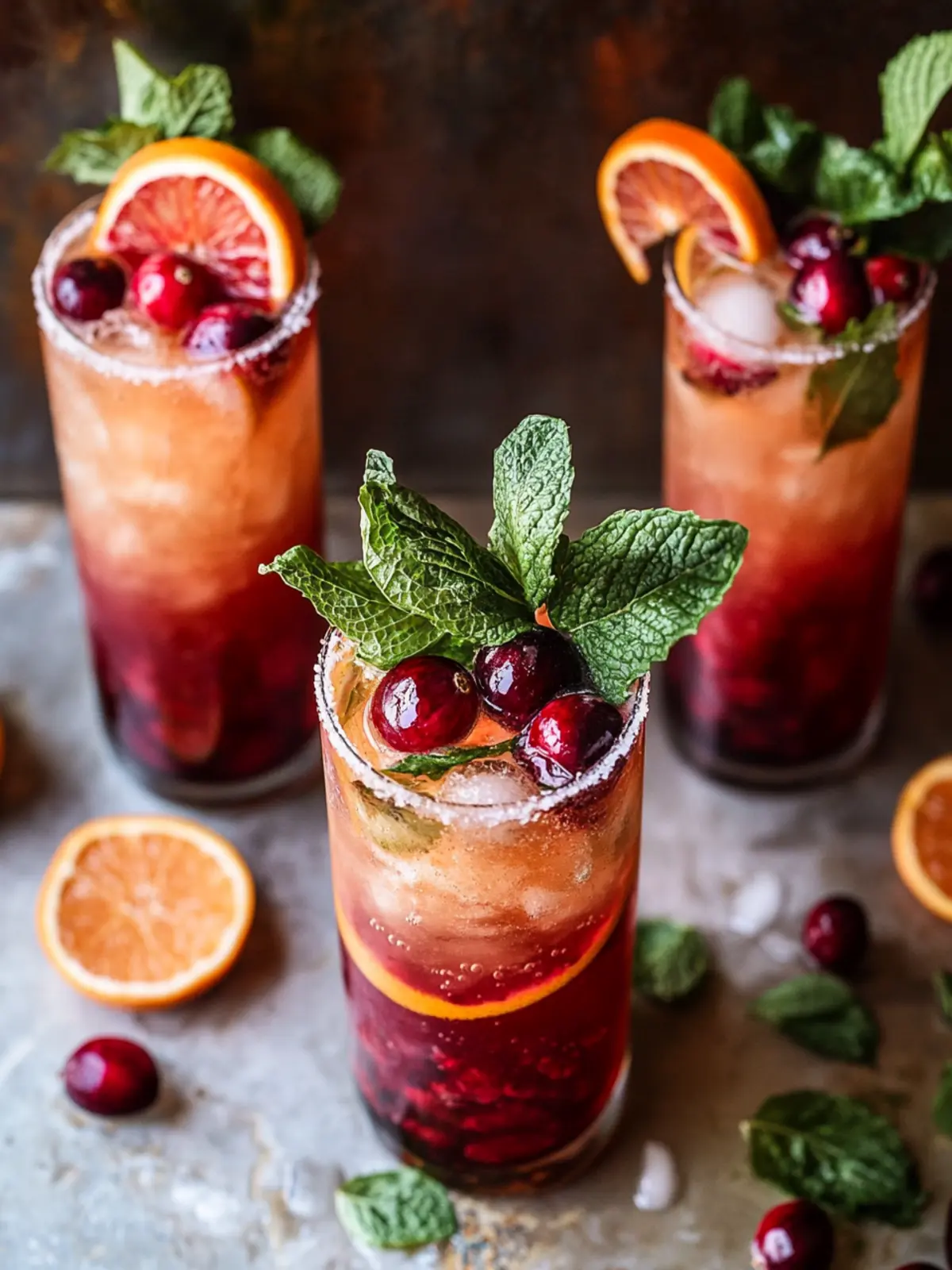 Blood Orange Ginger Cranberry Mojitos
