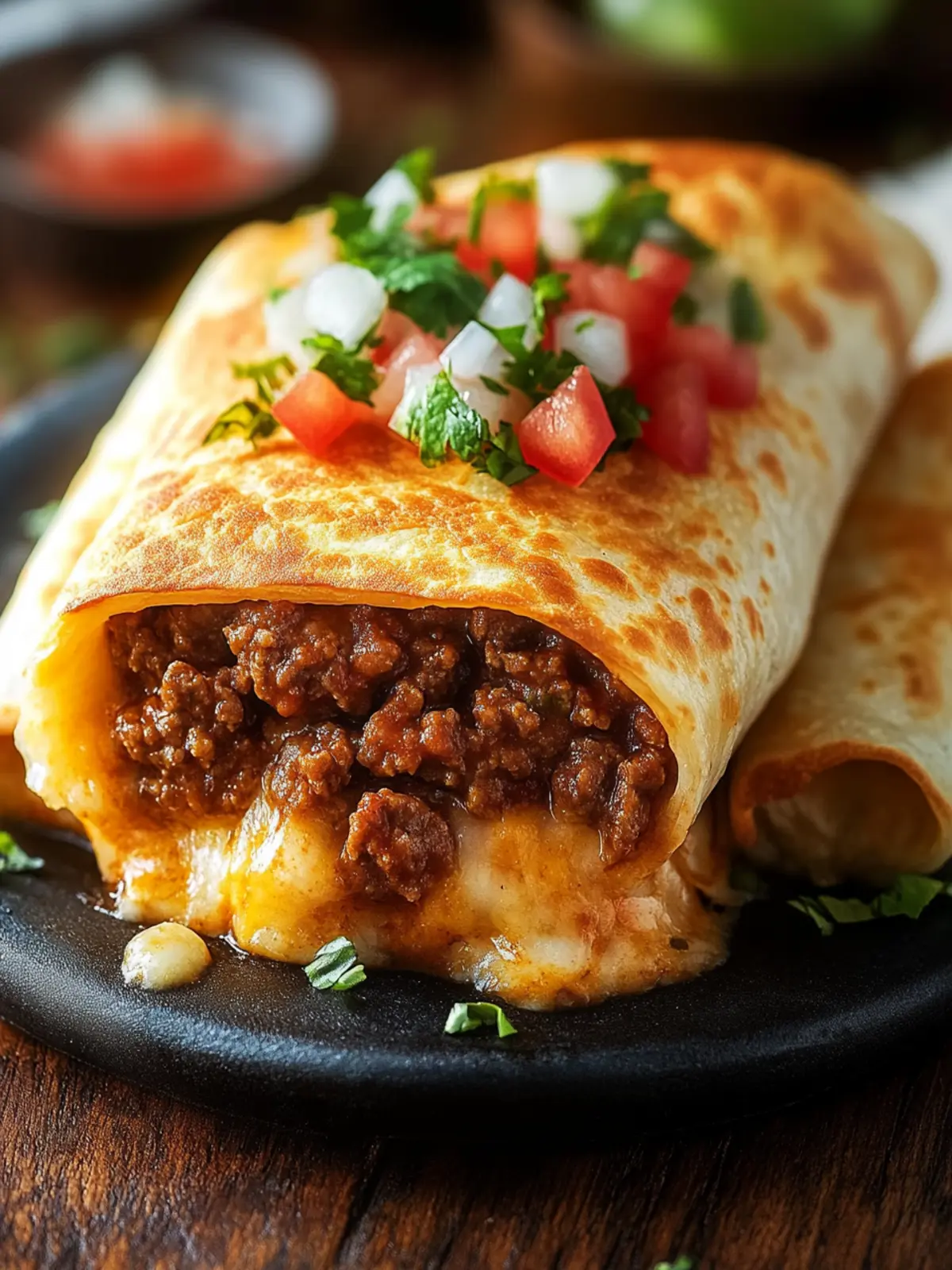 Beef and Cheese Chimichangas