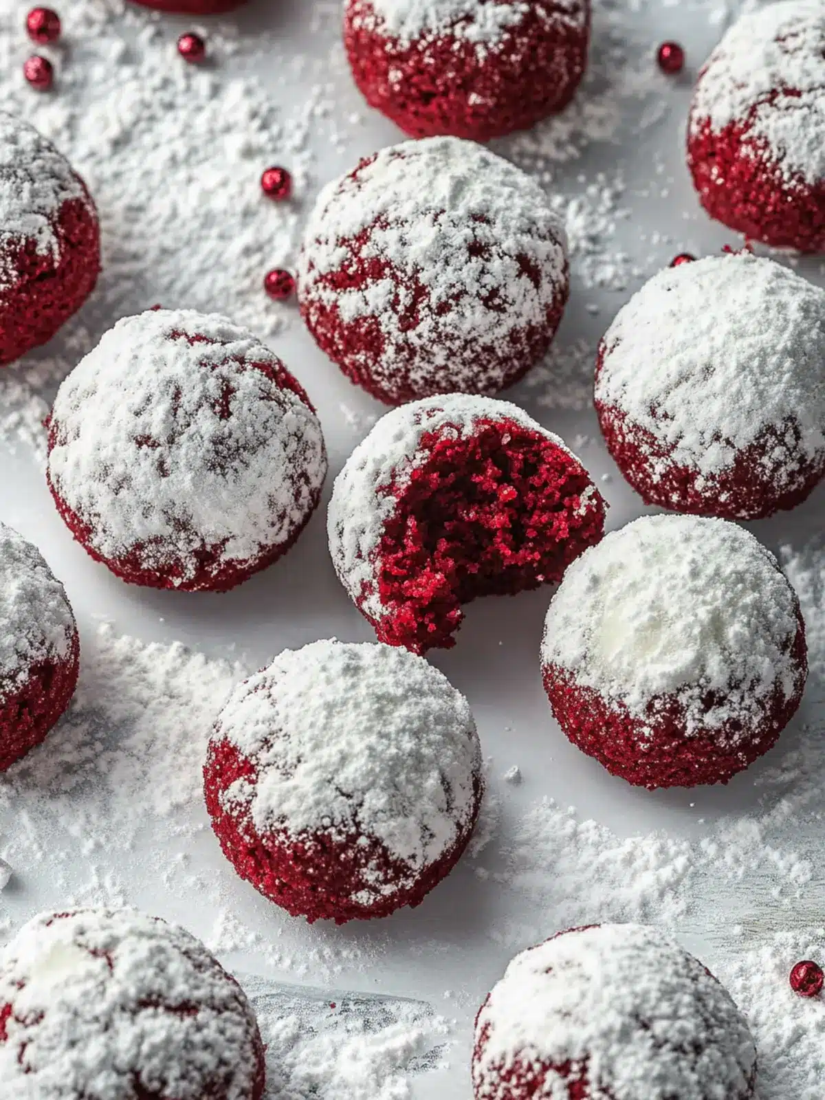 Red Velvet Snowball Cookies