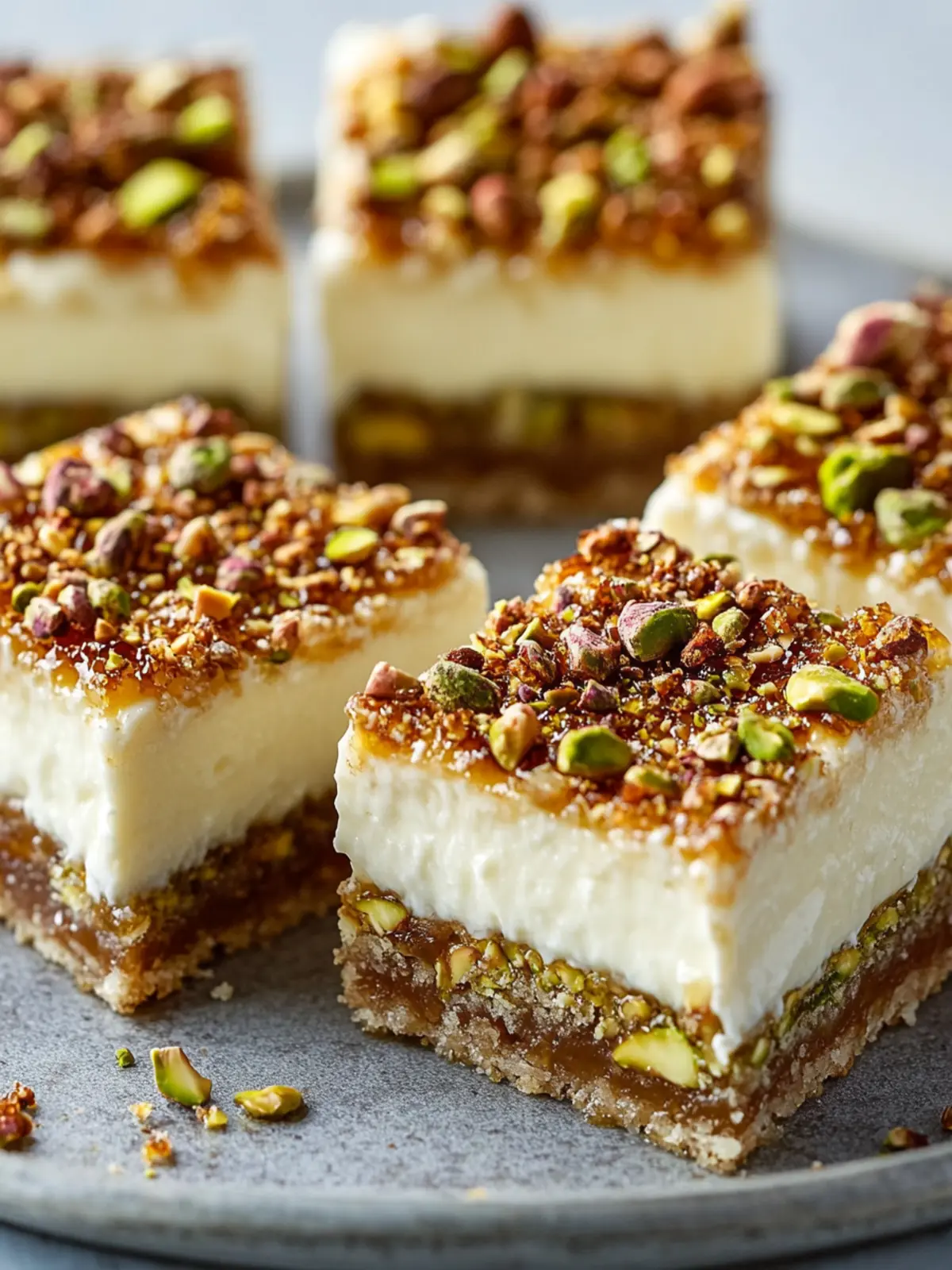 Greek Honey Pistachio Cheesecake Bars