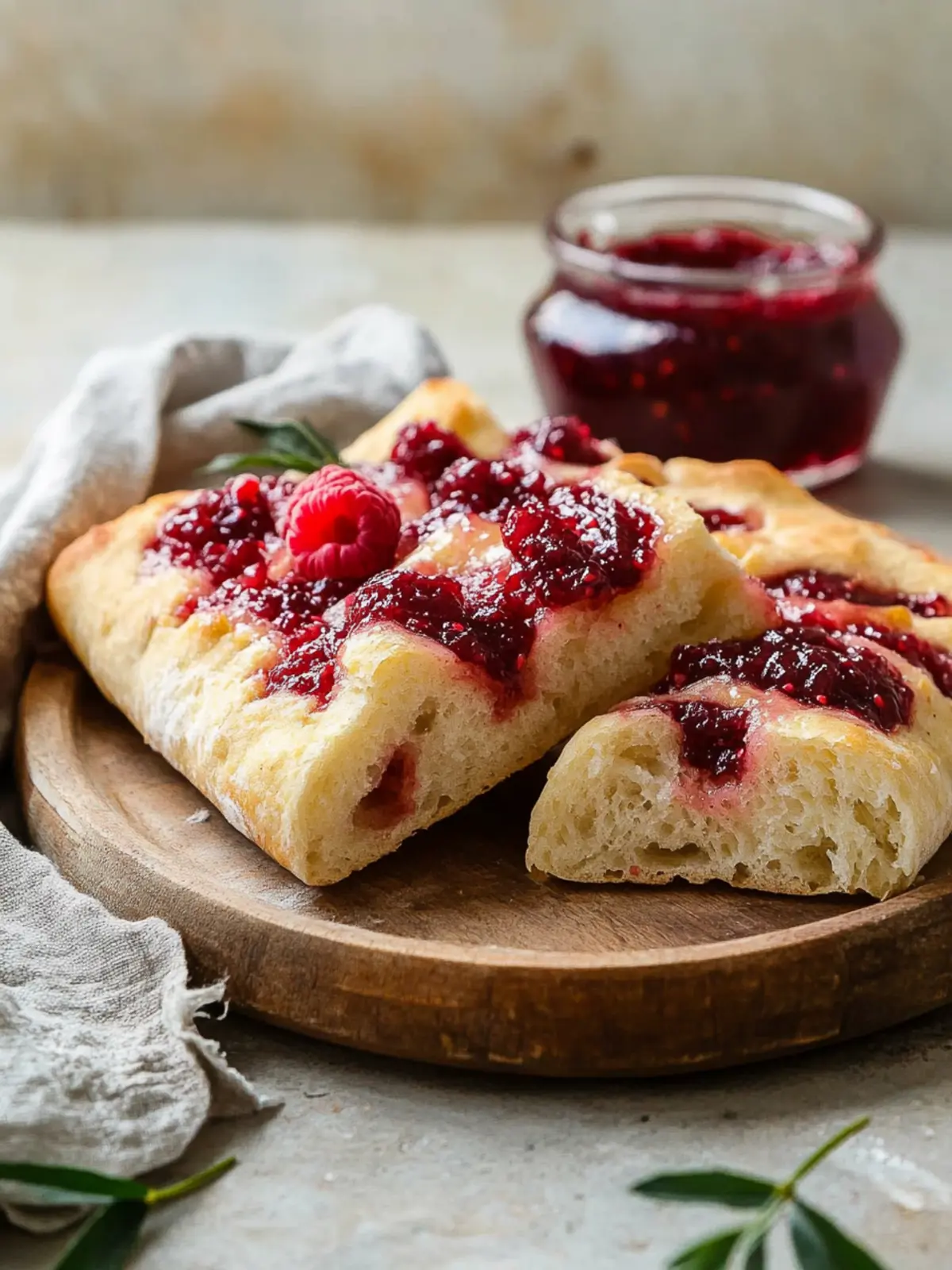 Sweet Focaccia with Raspberry Jam