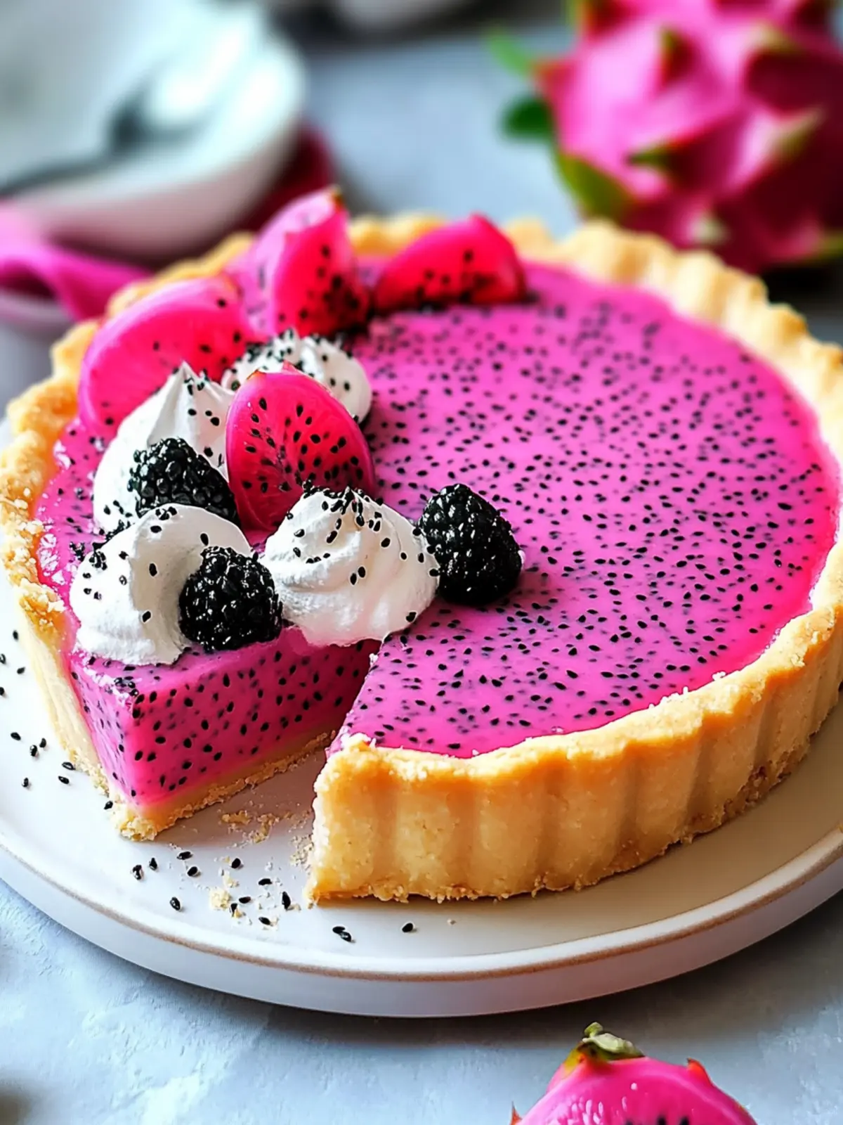 Dragon Fruit Cream Pie