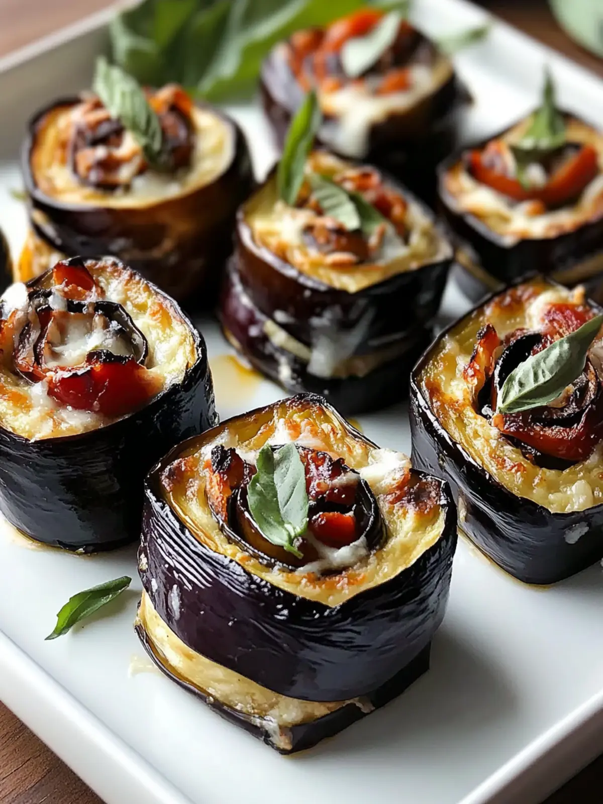 Eggplant roll-up appetizers