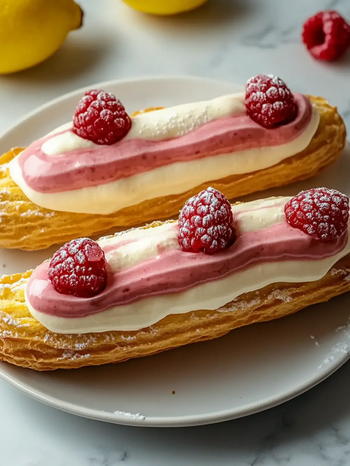 Lemon Raspberry Eclairs