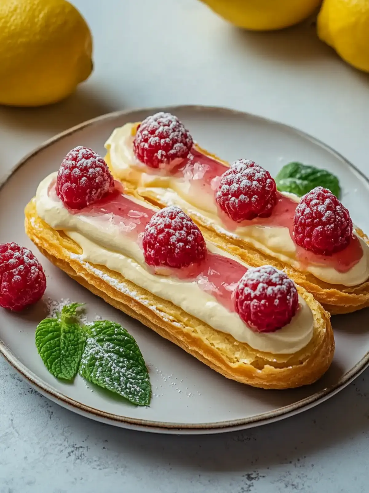 Lemon Raspberry Eclairs
