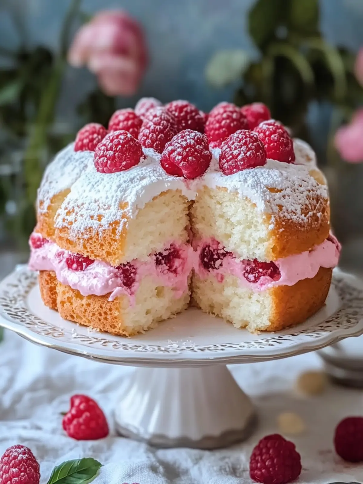 Raspberry Angel Food Cake