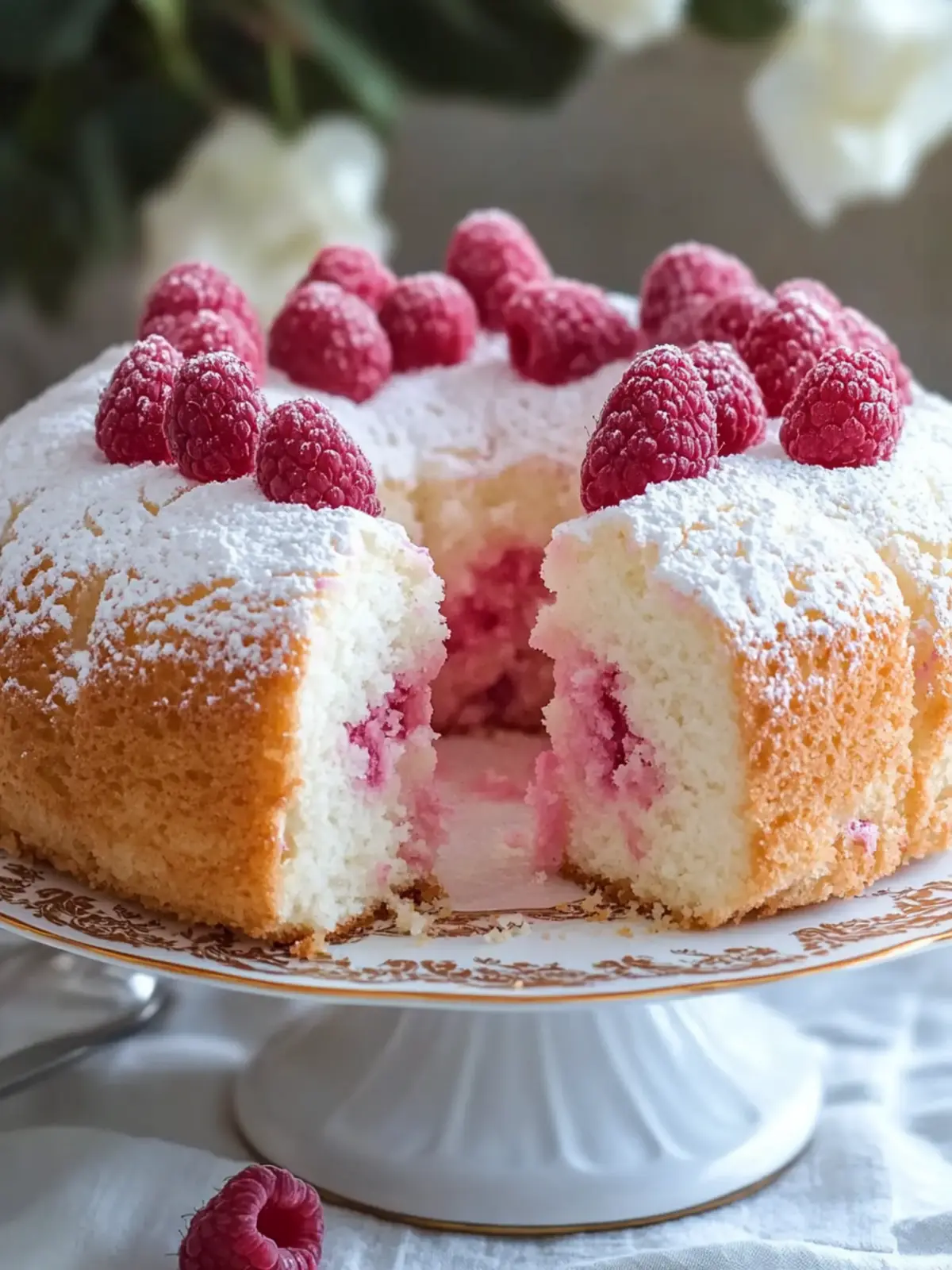 Raspberry Angel Food Cake