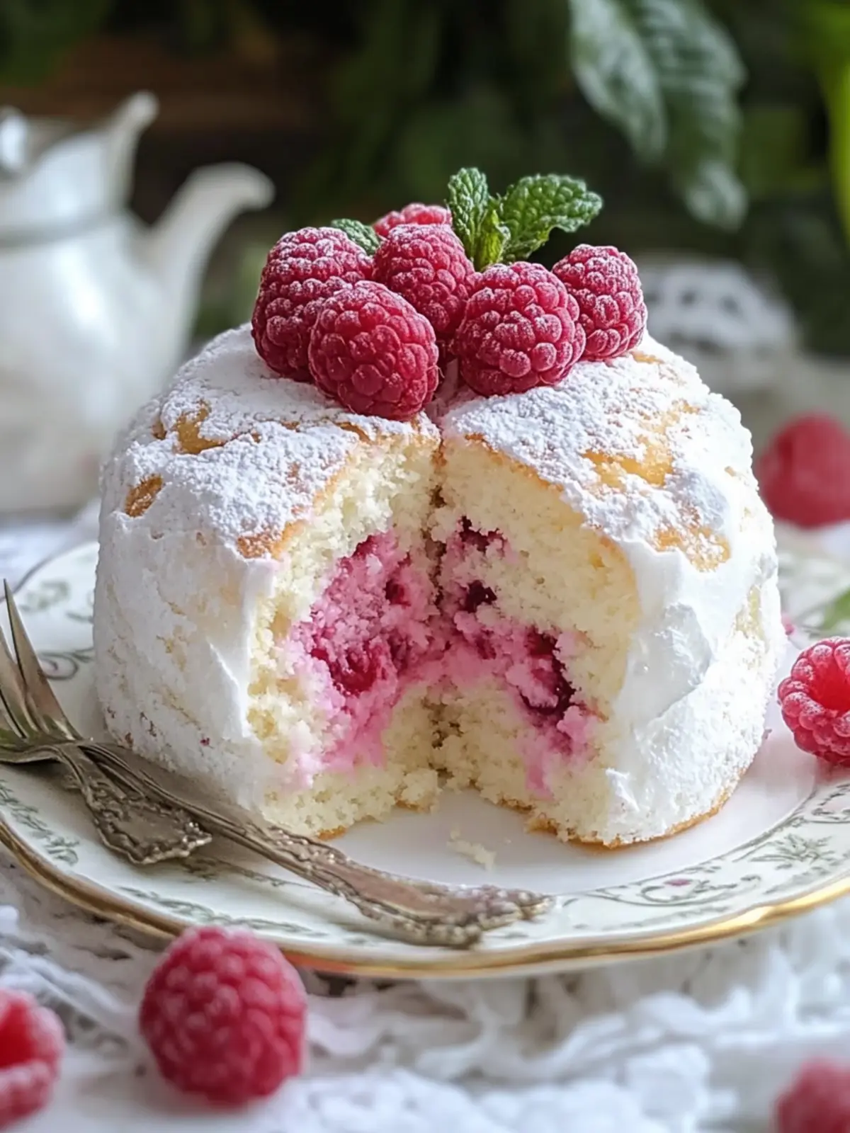 Raspberry Angel Food Cake