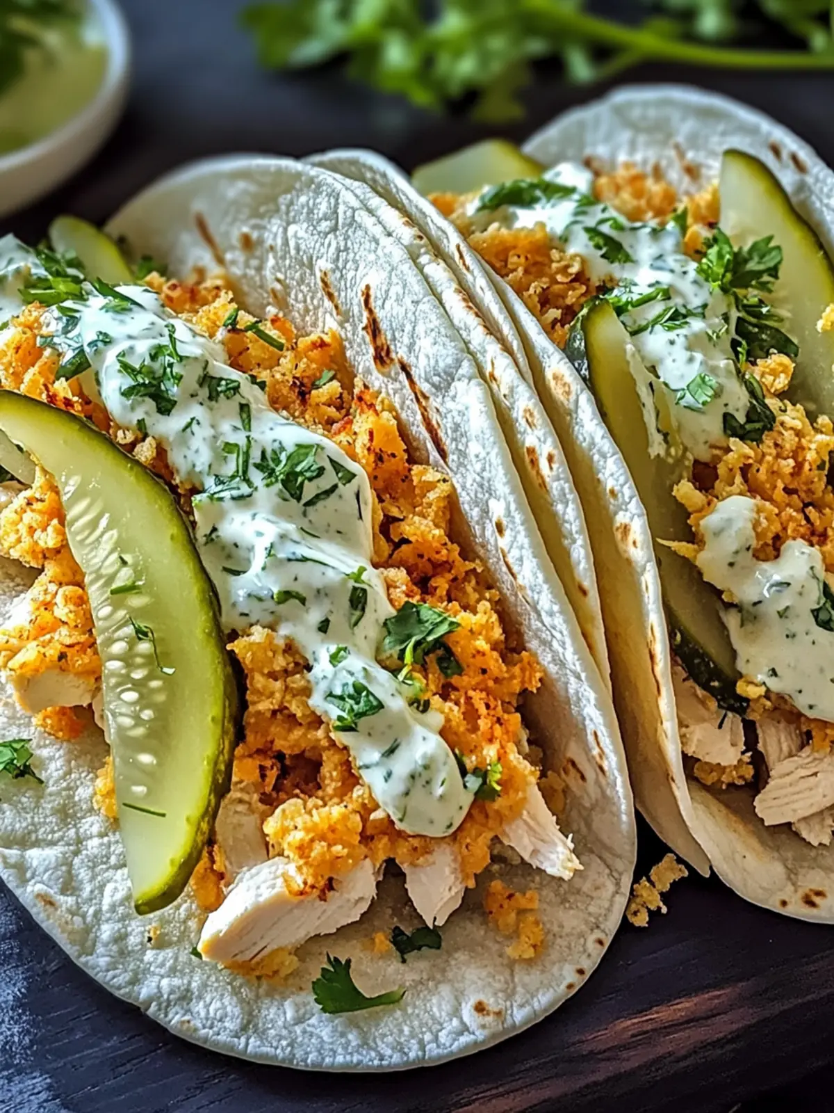 Dill Pickle Ranch Smash Chicken Tacos