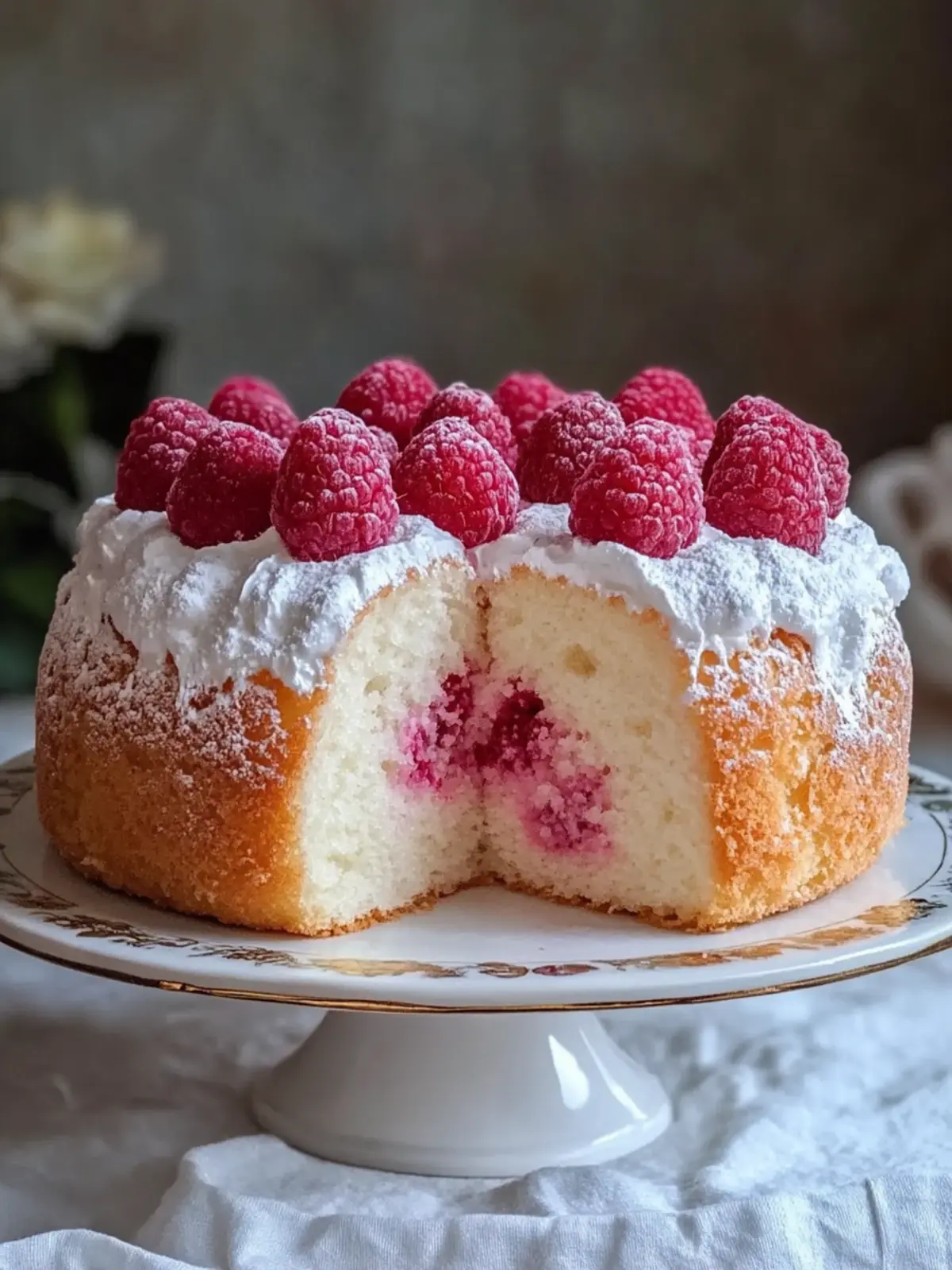 Raspberry Angel Food Cake