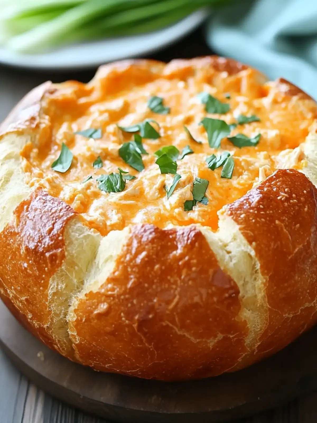 Buffalo Chicken Dip Bread Bowl