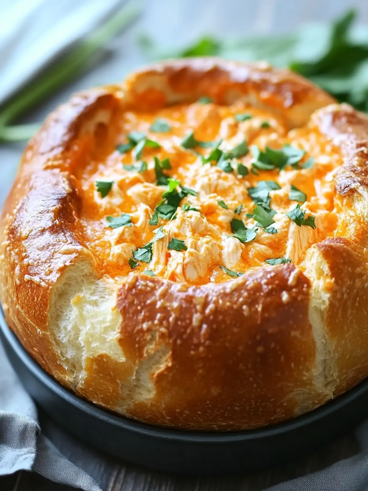 Buffalo Chicken Dip Bread Bowl