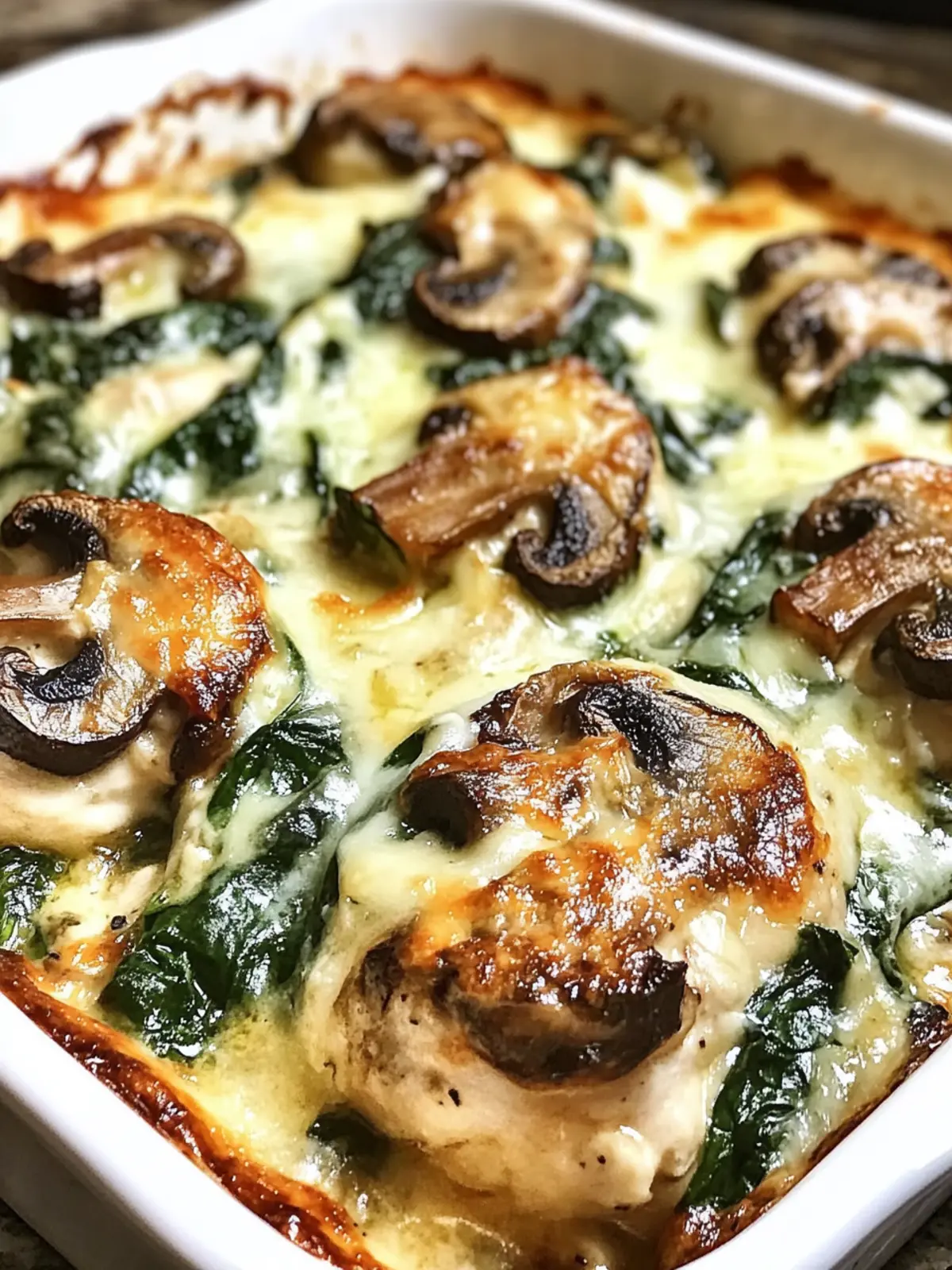 Low-Carb Chicken Spinach Mushroom Bake