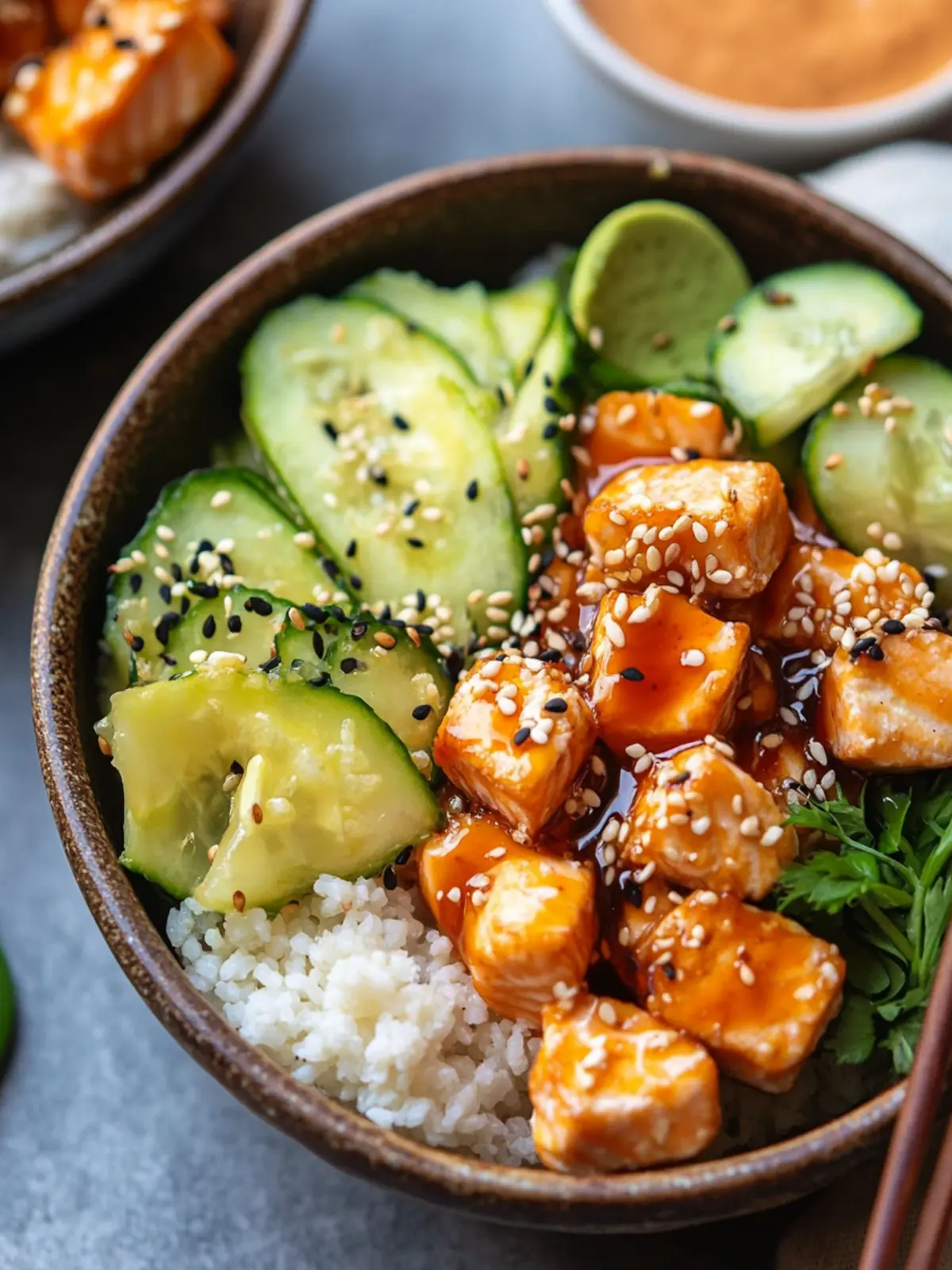 Crispy Bang Bang Salmon Bites Bowls